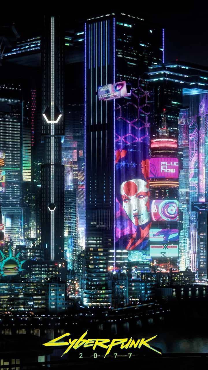 Download Futuristic Night City Cyberpunk 2077 iPhone Wallpaper