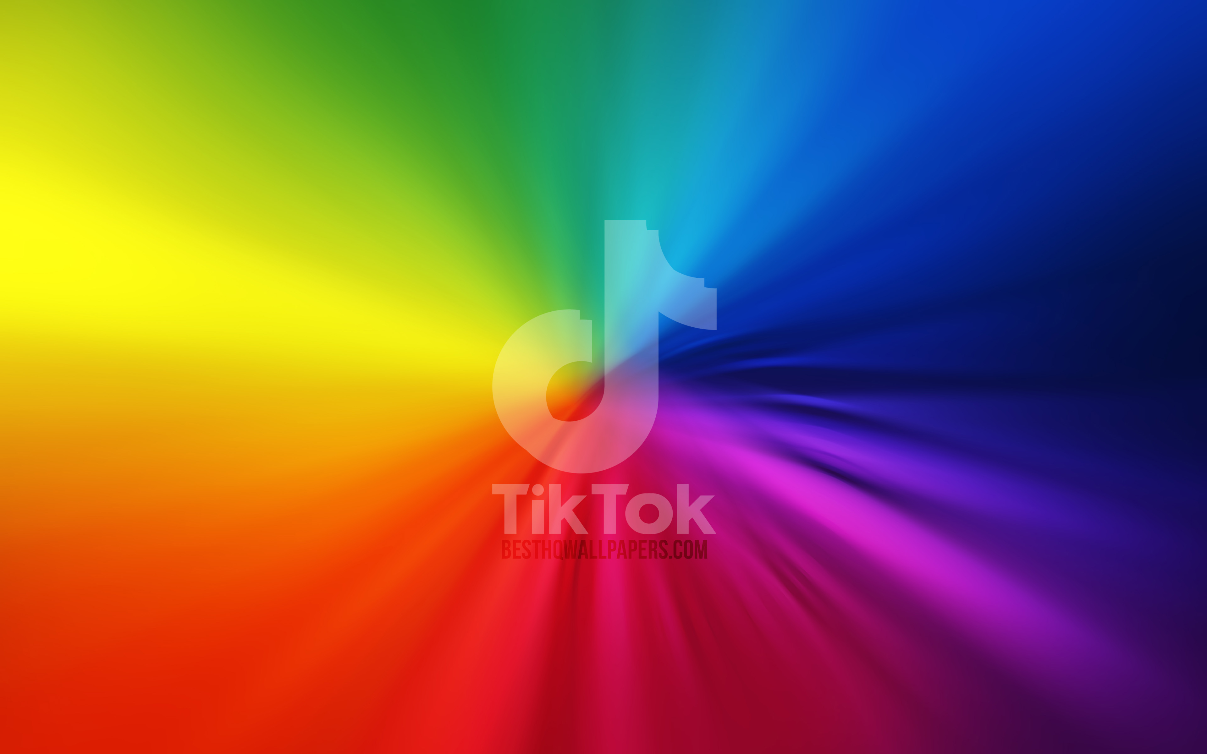 Download wallpaper TikTok logo, 4k, vortex, social networks, rainbow background, creative, artwork, brands, TikTok for desktop with resolution 3840x2400. High Quality HD picture wallpaper