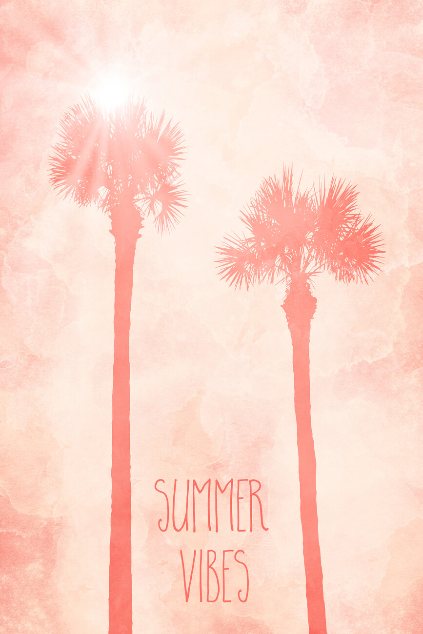 Graphic Art PALM TREES Summer Vibes Wall Mural
