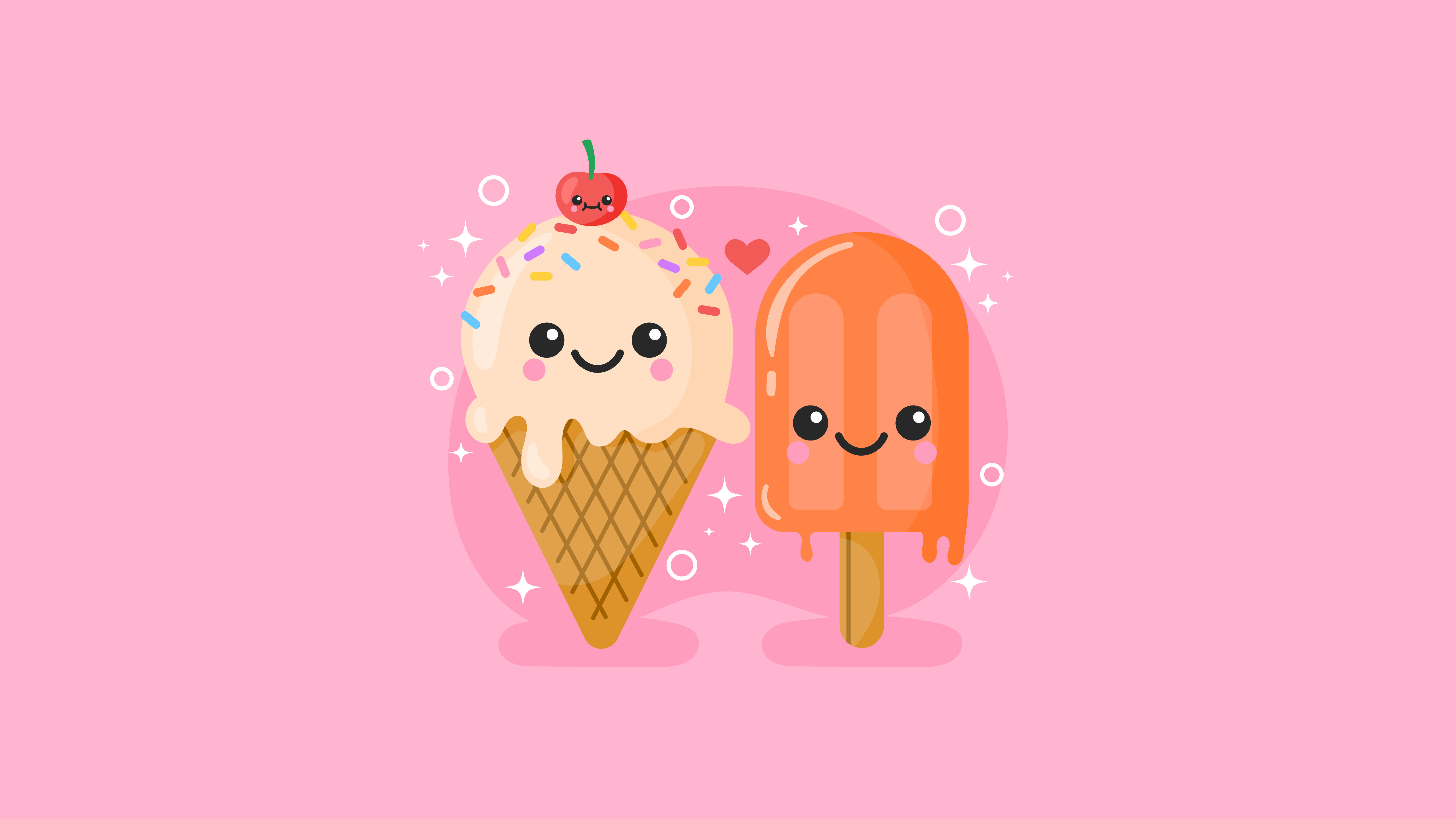 Kawaii ice cream Wallpaper 4K, Cute ice