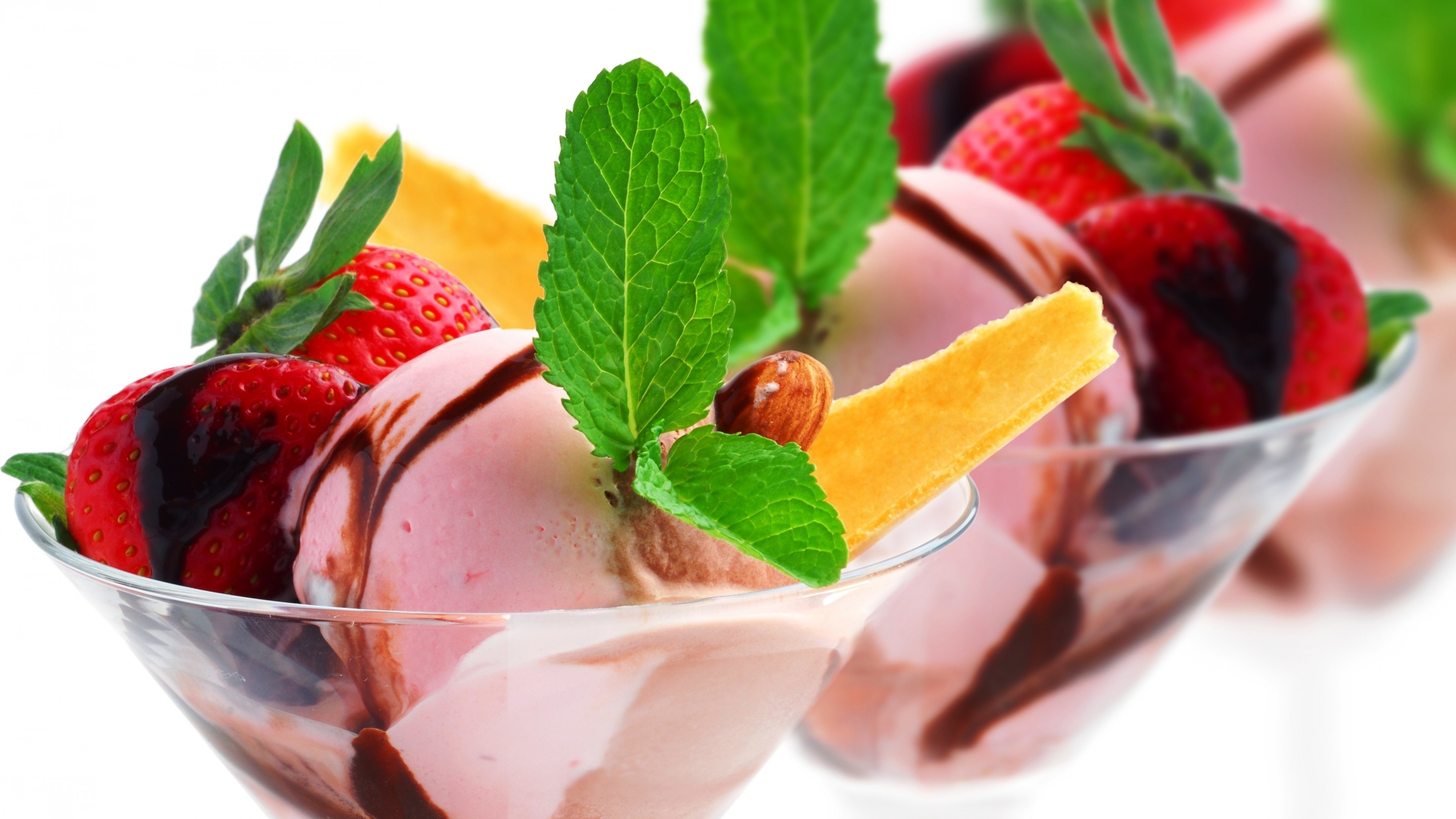 Wallpaper Ice cream, fruits, strawberry, chocolate, Food