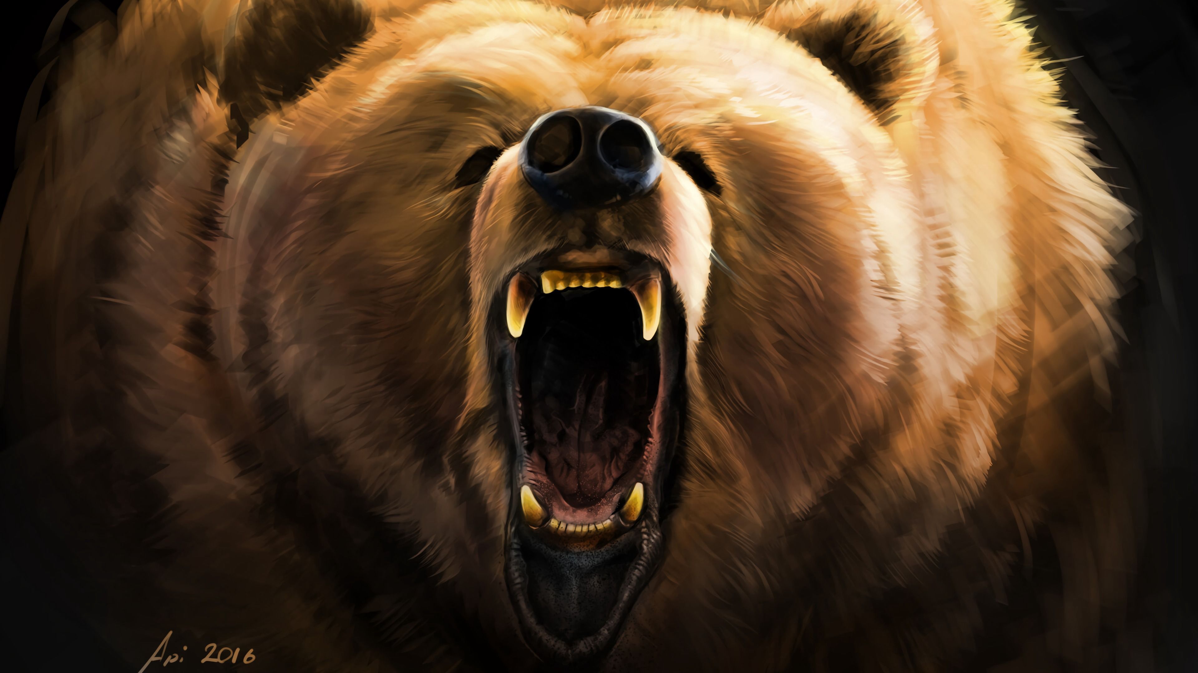 Free download Download wallpaper 3840x2160 bear grin angry fangs art 4k uhd [3840x2160] for your Desktop, Mobile & Tablet. Explore Grizzly Bear Art Wallpaper. Grizzly Grip Wallpaper, Grizzly Bear
