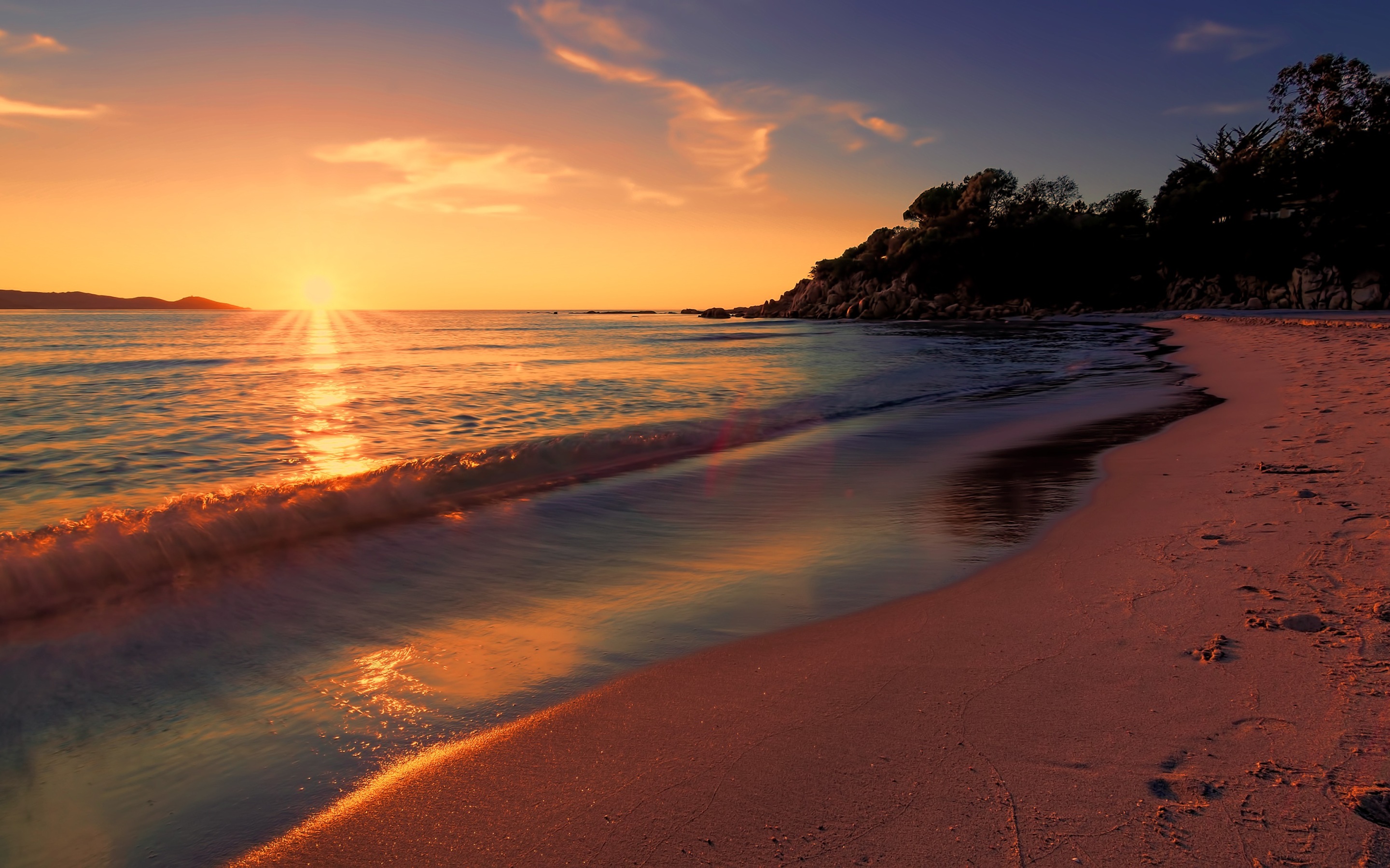 Wallpaper 4k Sea Sunset Beach Sunlight Long Exposure 4k Wallpaper