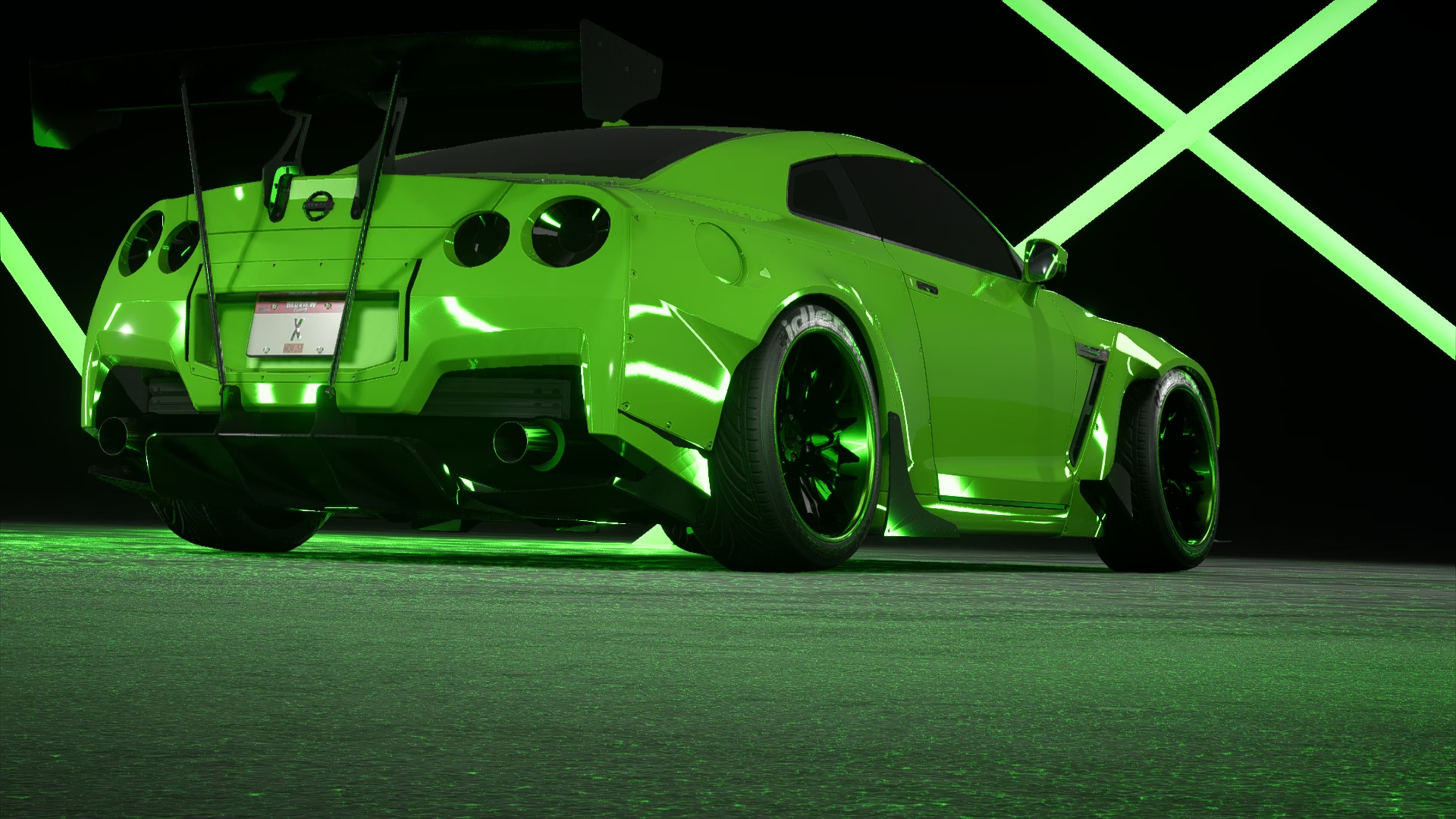 Nissan GTR Green Rocket Bunny Wallpaper:1920x1080