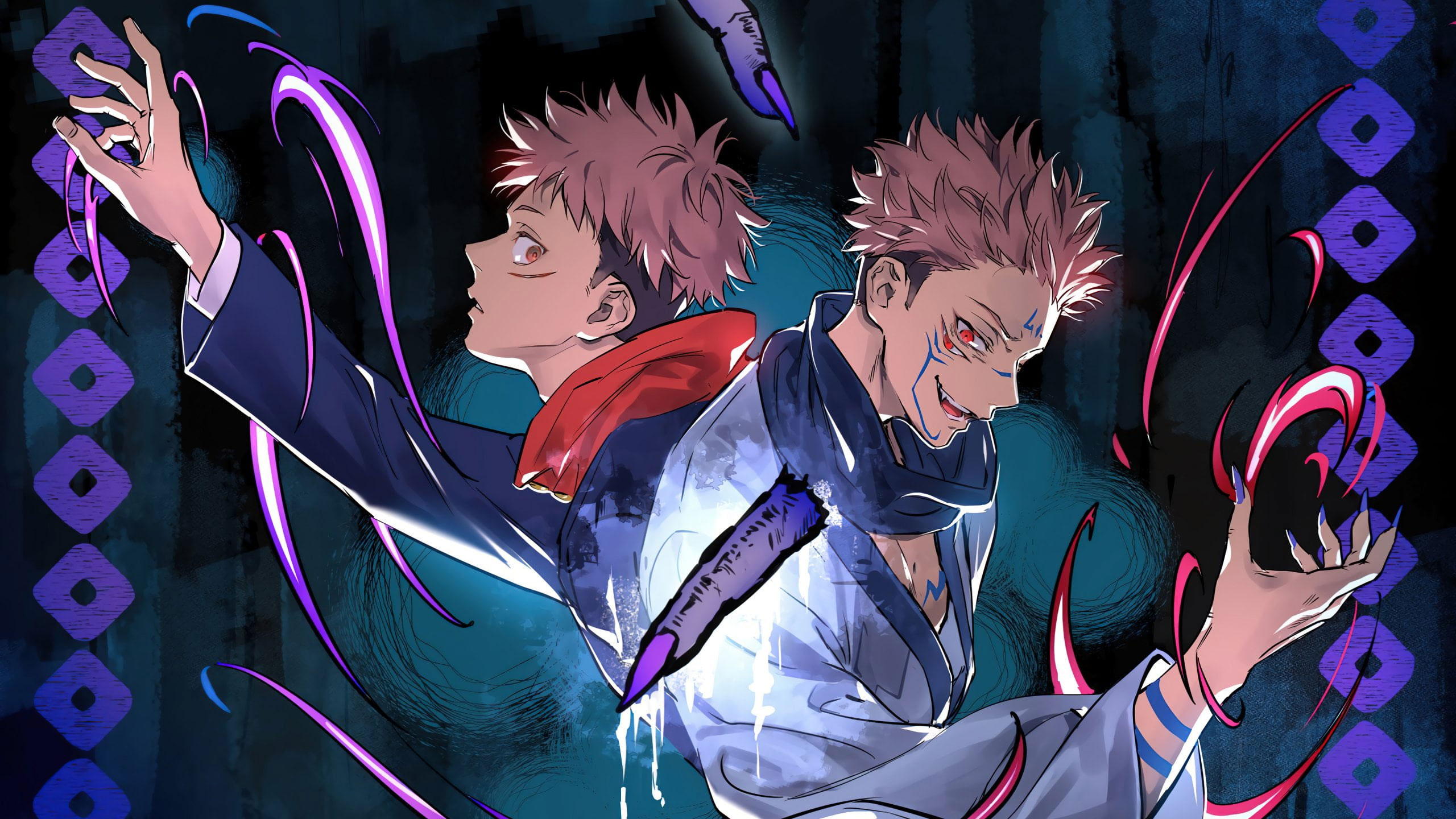 Wallpaper Jujutsu Kaisen, Yuji Itadori, Sukuna