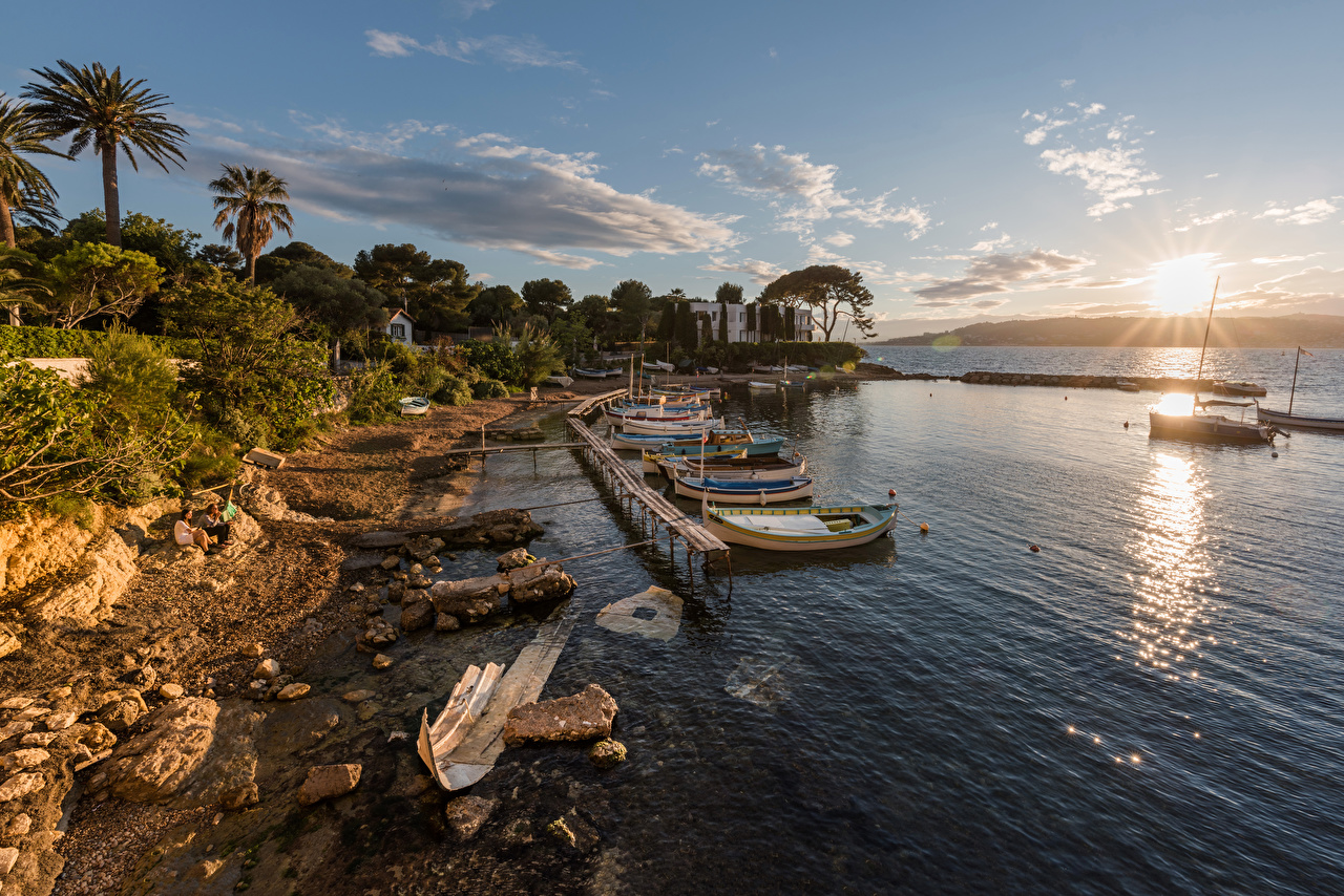 Wallpaper France Antibes Provence Nature Sunrises and sunsets Coast