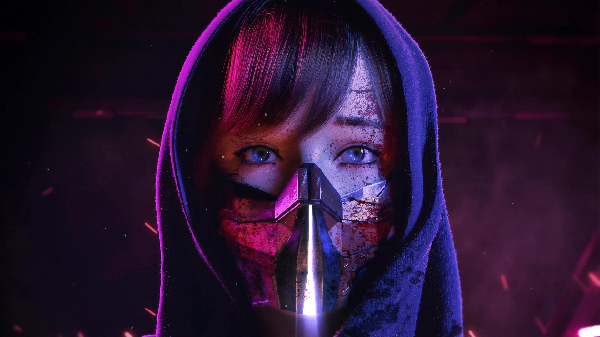 Cyberpunk Girl Mask Live Wallpaper