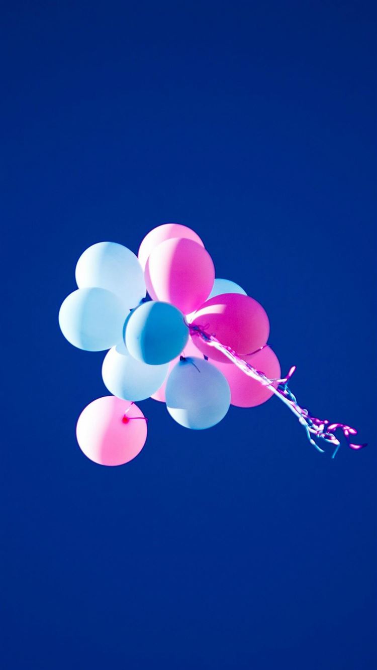 Flying Balloons In Blue Sky iPhone 8 Wallpaper Free Download