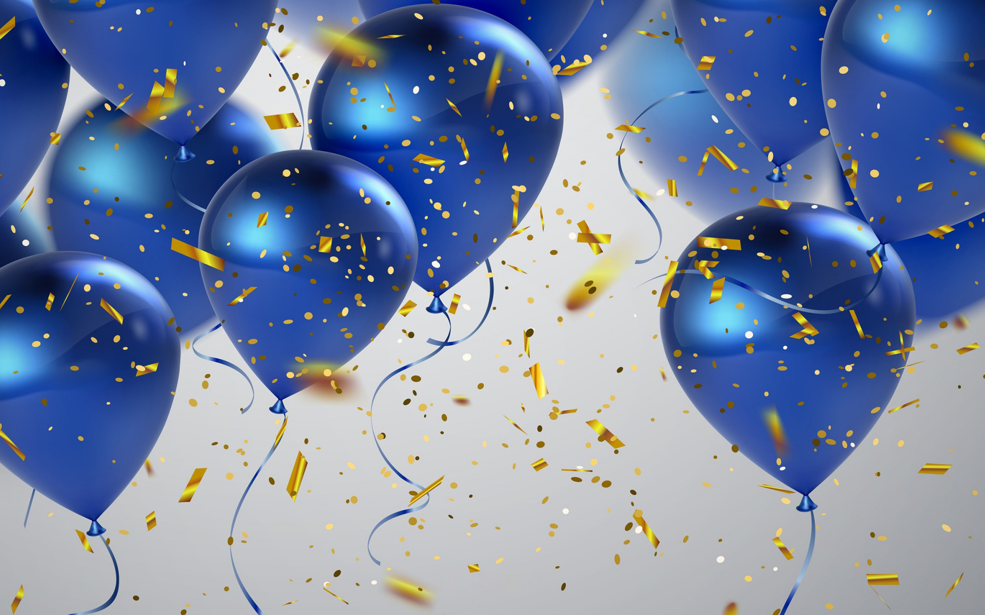 Download wallpaper Blue balloons, gray background, blue 3D balloons, Birthday Background for desktop with resolution 1920x1200. High Quality HD picture wallpaper