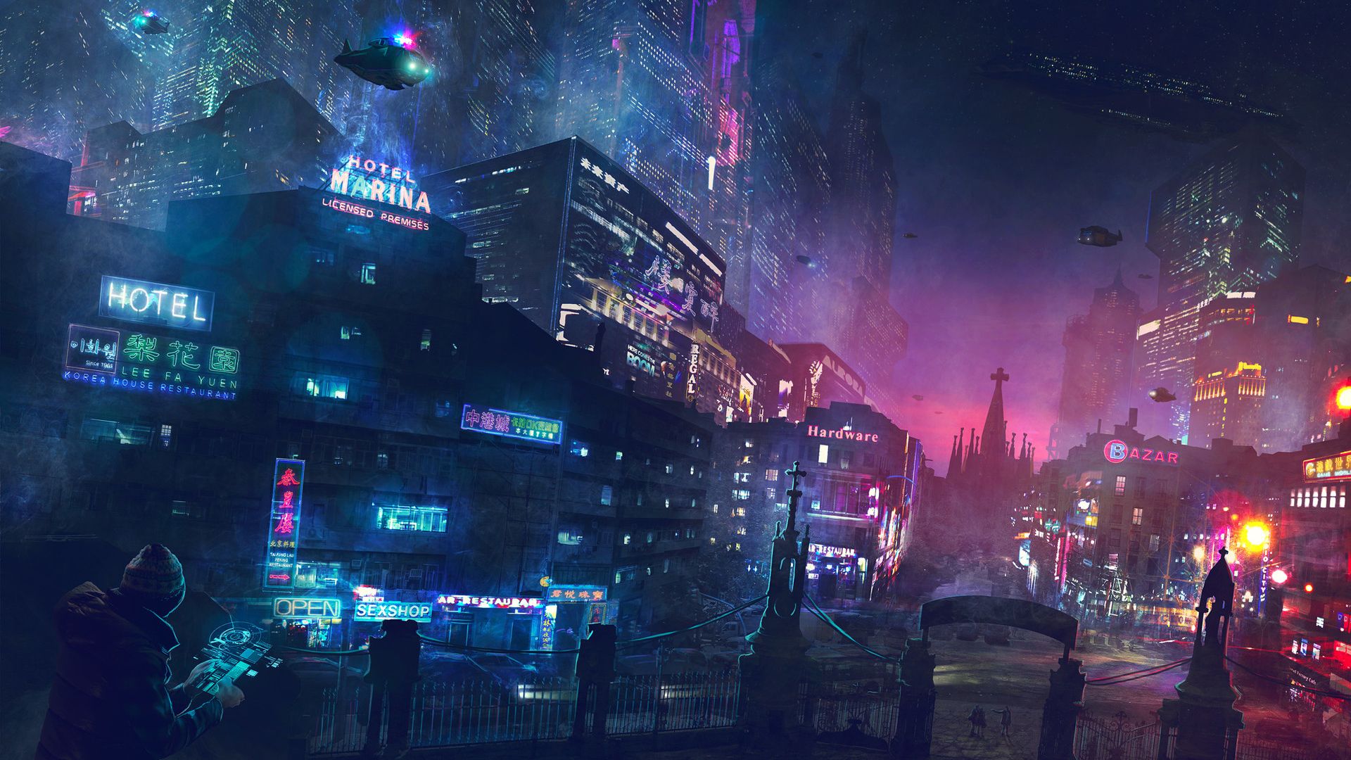 Desktop Wallpaper Cyberpunk, Night, Lights, Future City, Artwork, HD Image, Picture, Background, 2c82f1
