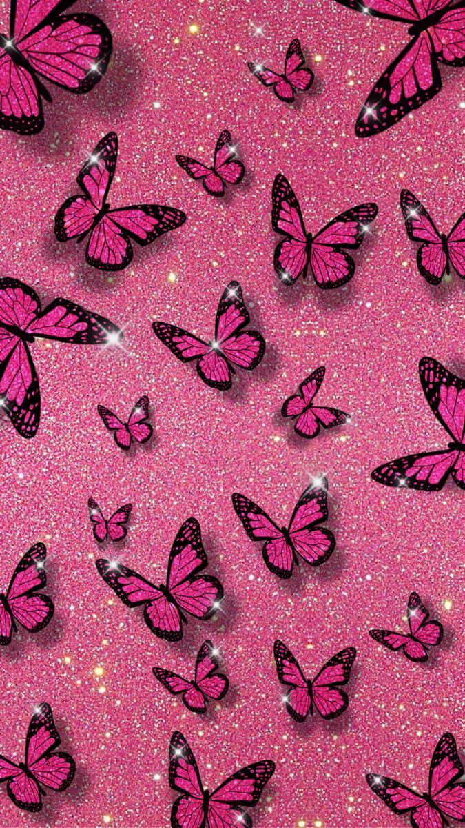 Pink Glitter Butterfly Wallpaper