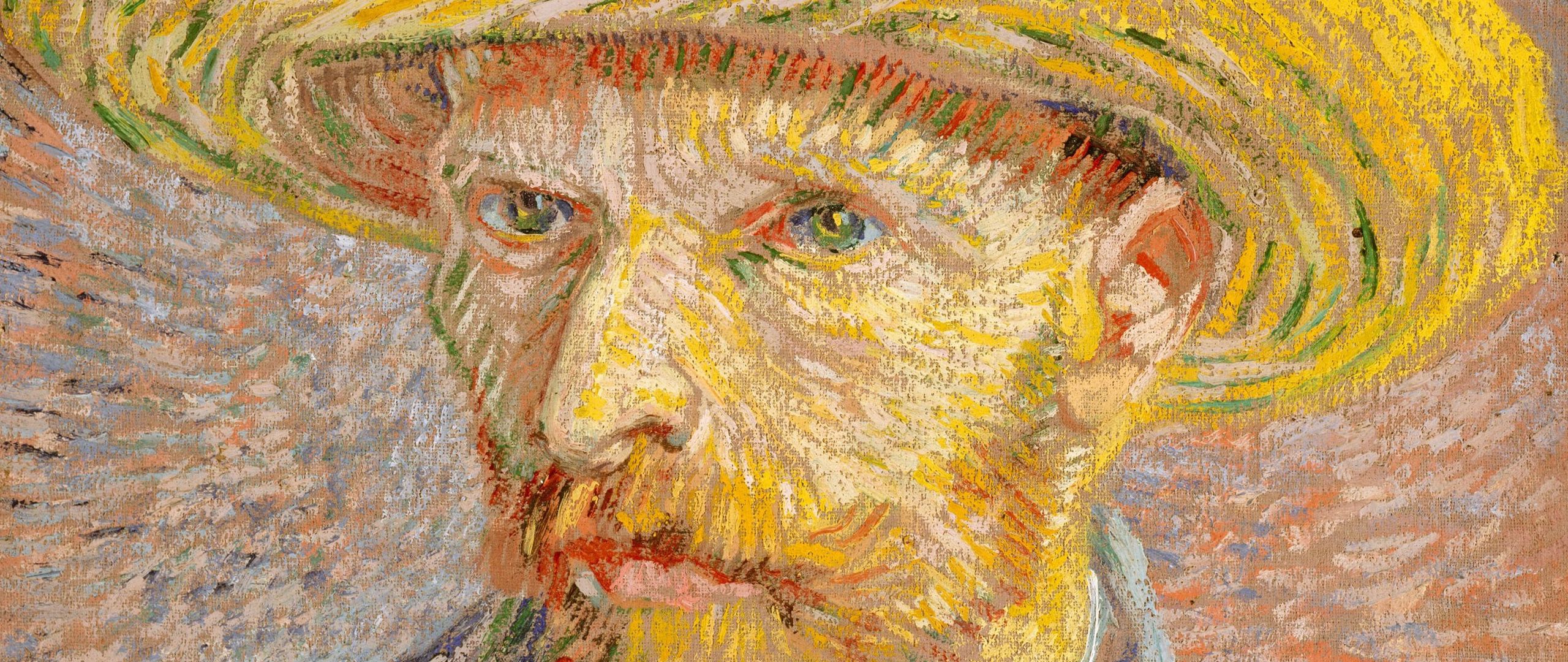 Download Wallpaper 2560x1080 Vincent Van Gogh, Self Portrait With A Straw Hat, Portrait, Artist Dual Wide 1080p HD Background