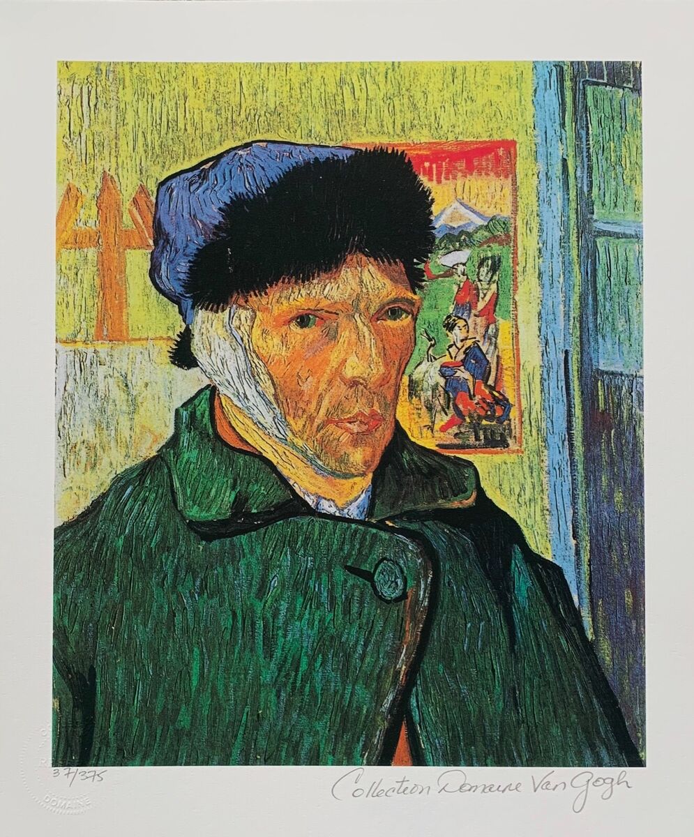Vincent Van Gogh SELF PORTRAIT WITH BANDAGED EAR Estate Signed Giclee Art 11x14&;