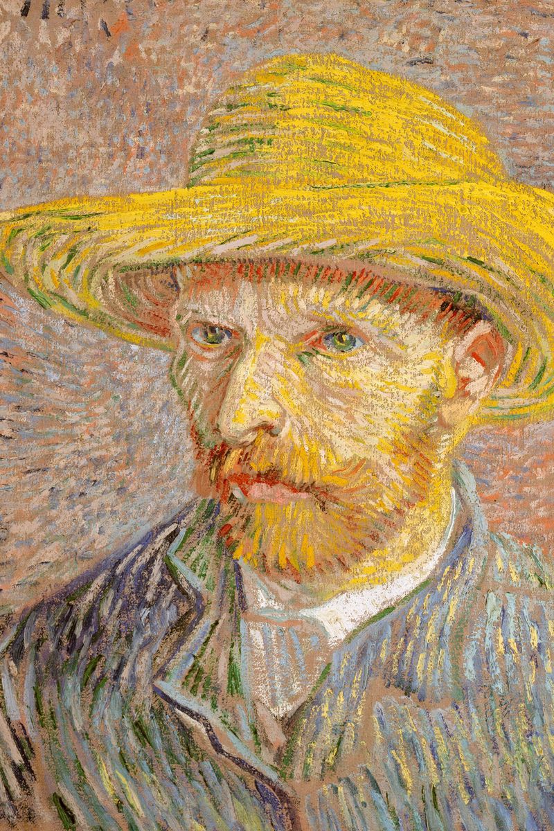 Download Wallpaper 800x1200 Vincent Van Gogh, Self Portrait With A Straw Hat, Portrait, Artist Iphone 4s 4 For Parallax HD Background