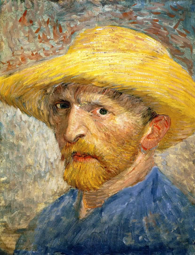 Self Portrait In Straw Hat Van Gogh Wallpaper Image
