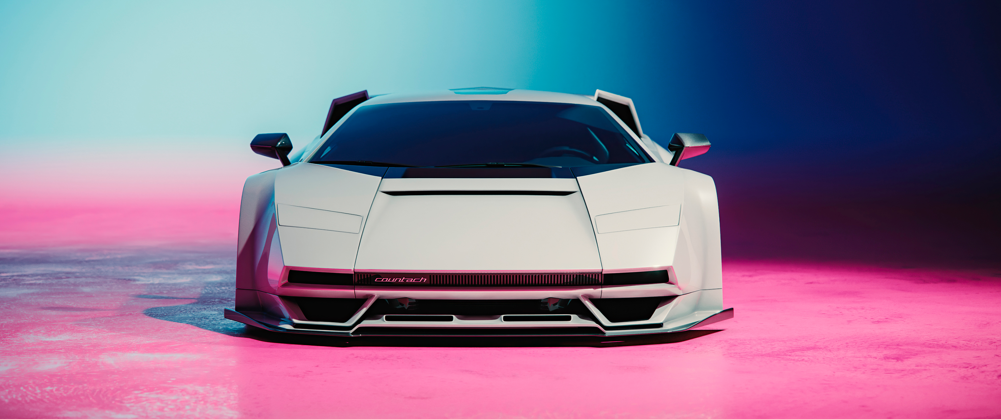 Wallpaper, car, white cars, pink 3440x1440