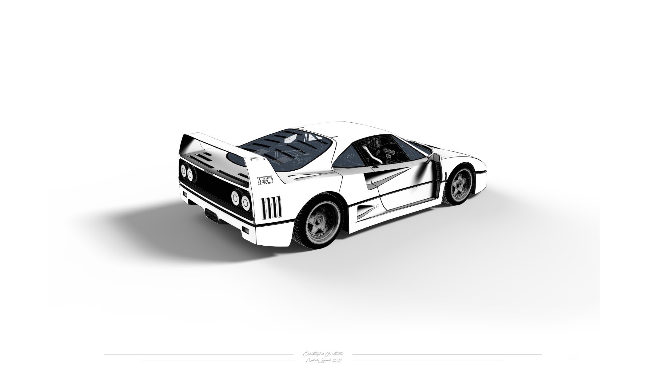 car, simple, vehicle, artwork, white cars, Ferrari F40, simple background, digital art Gallery HD Wallpaper