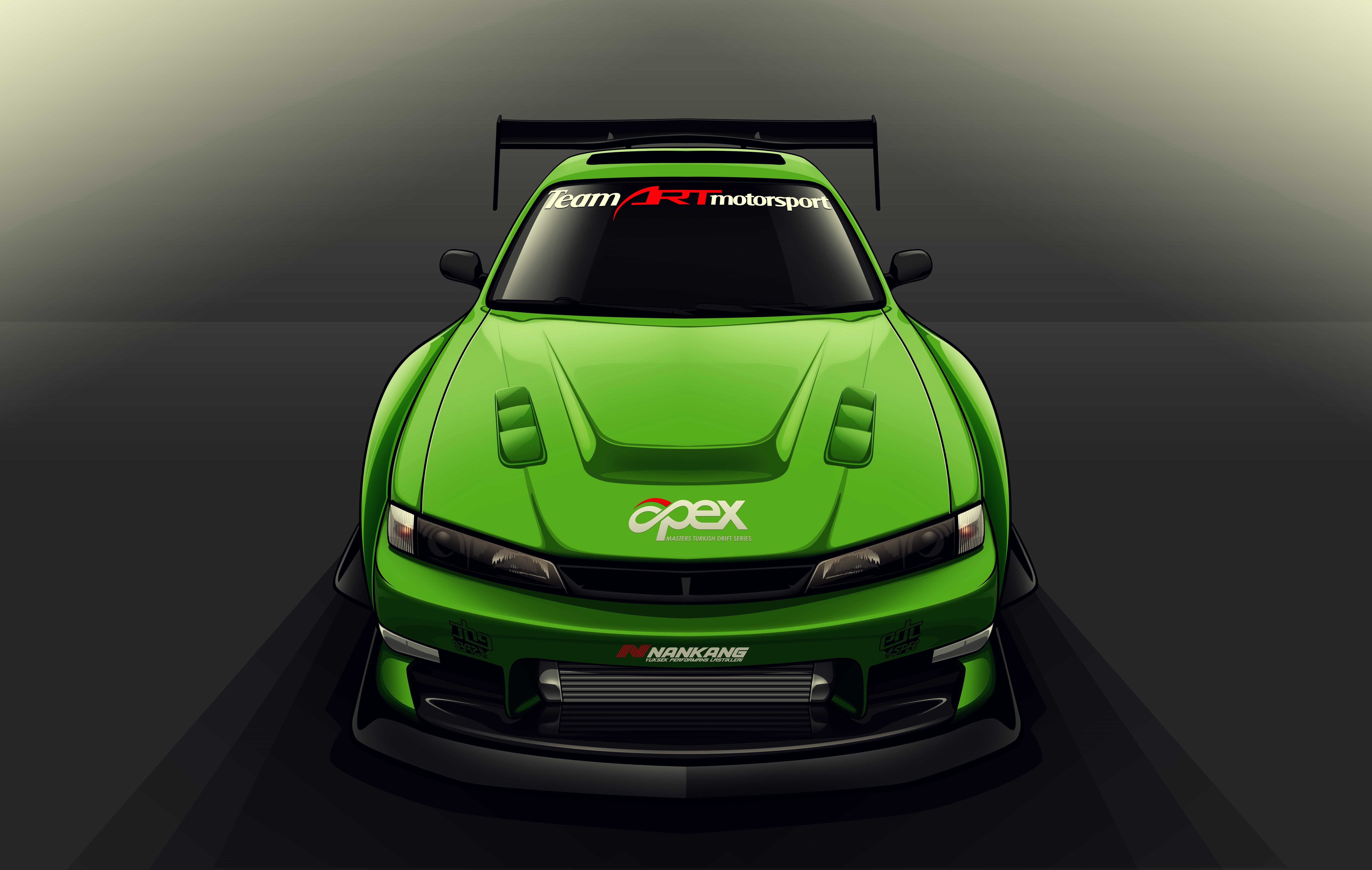 Wallpaper / connection, front view, green, car, no people, mode of transportation, green color, studio shot, indoors, transportation, Nissan, land vehicle, Drift Spec Vector free download