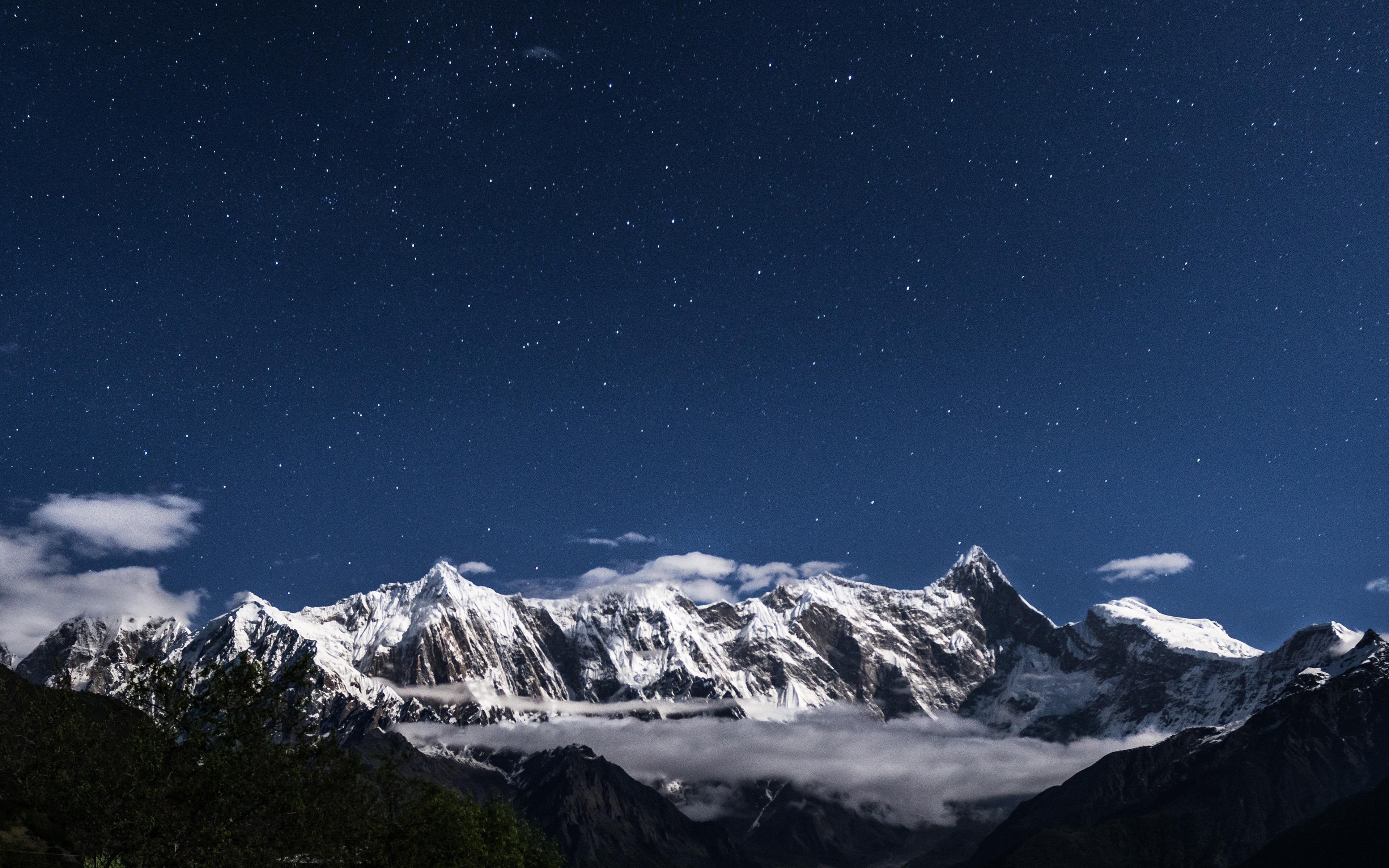 wallpaper for desktop, laptop. night mountain blue sky space star