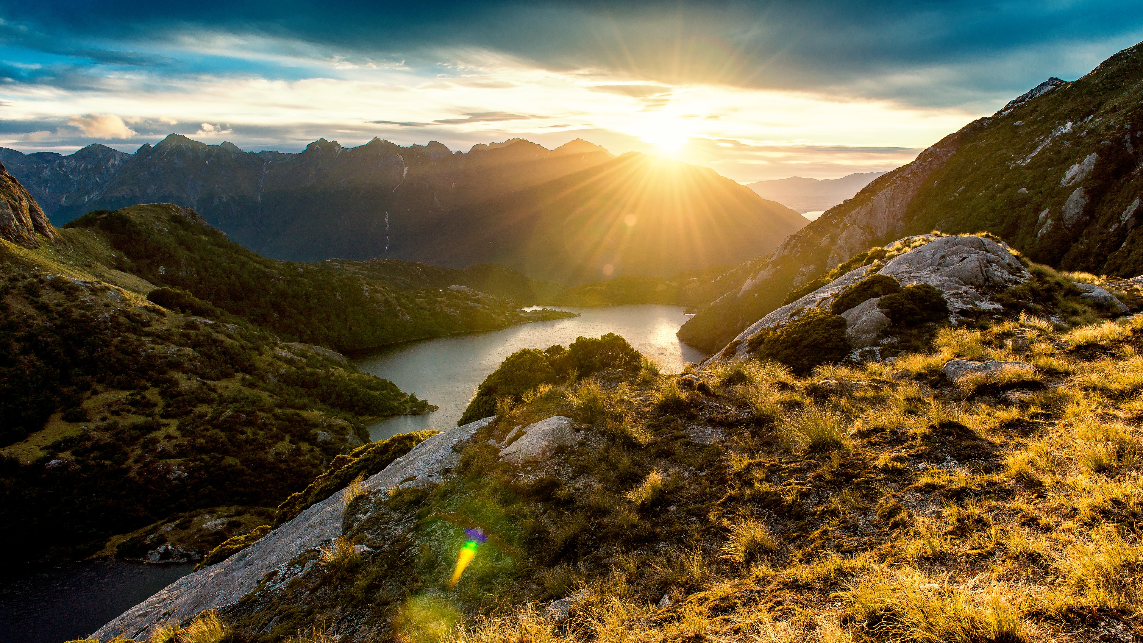 Fiordland Wallpaper 4K, New Zealand, Sunrise