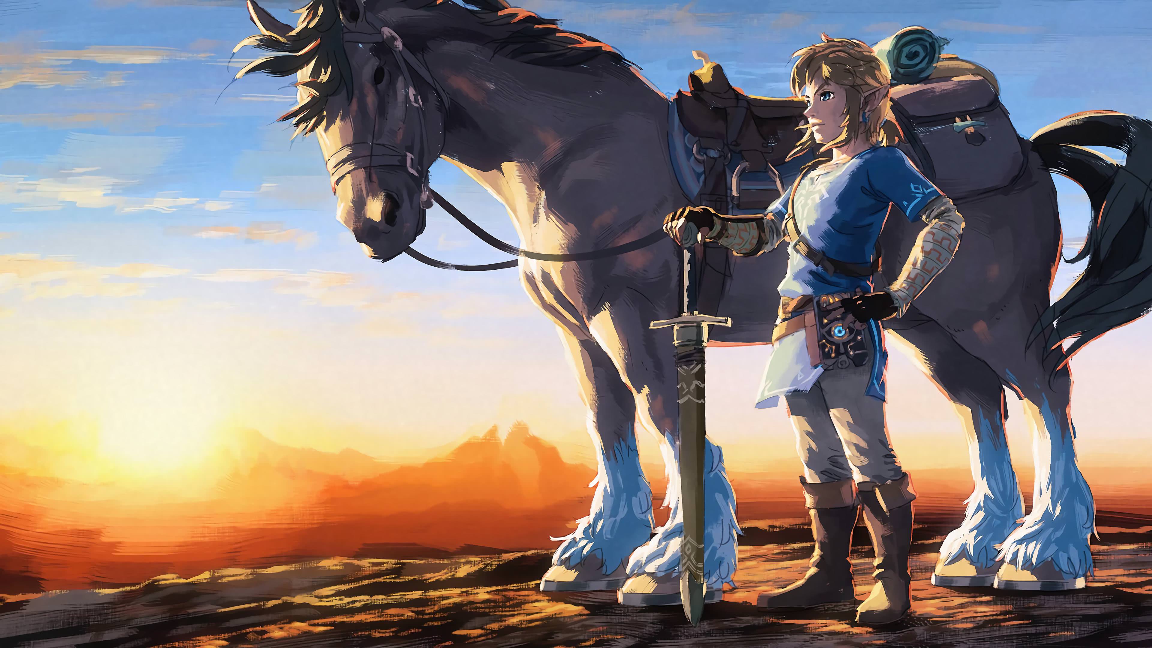 Legend Of Zelda Breath Of The Wild Link And Horse UHD 4K Wallpaper