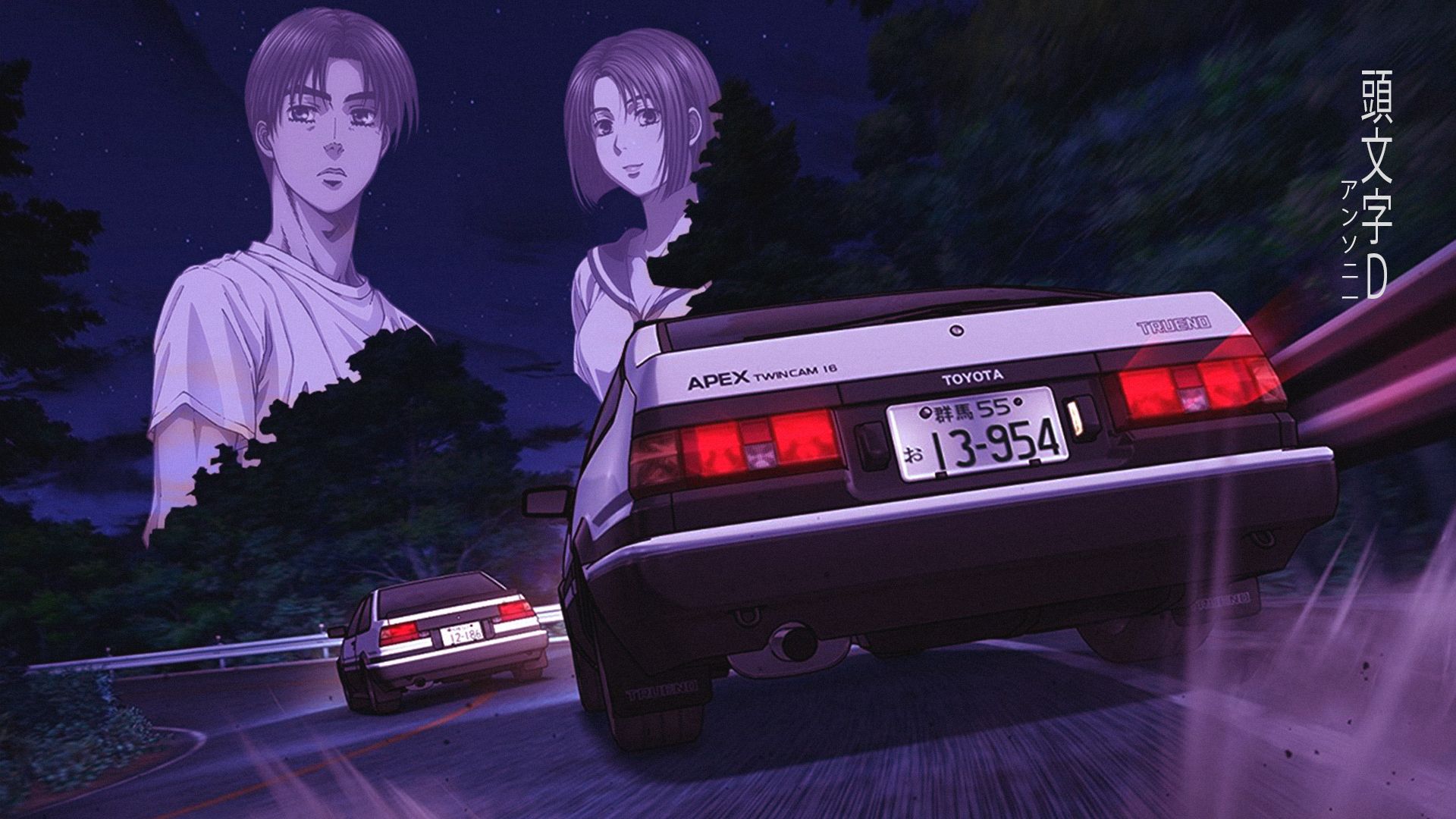 Aesthetic 1080p initial D wallpaper for a computer. Manga, Animasi
