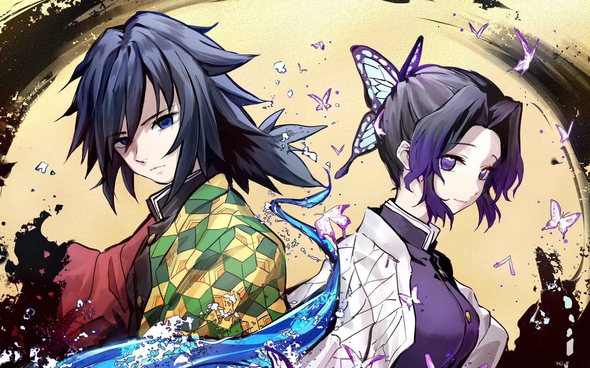 Demon slayer giyu tomioka and shinobu kocho 2K wallpaper download