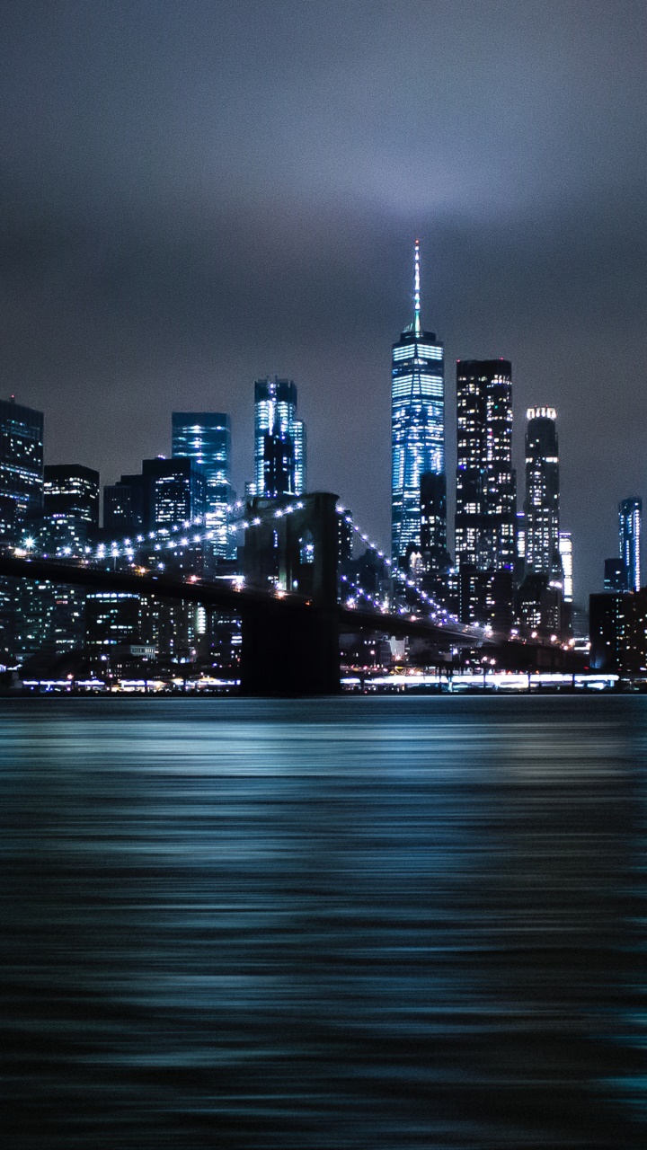 Wallpaper / Man Made New York Phone Wallpaper, Night, Brooklyn Bridge, Cityscape, 720x1280 free download