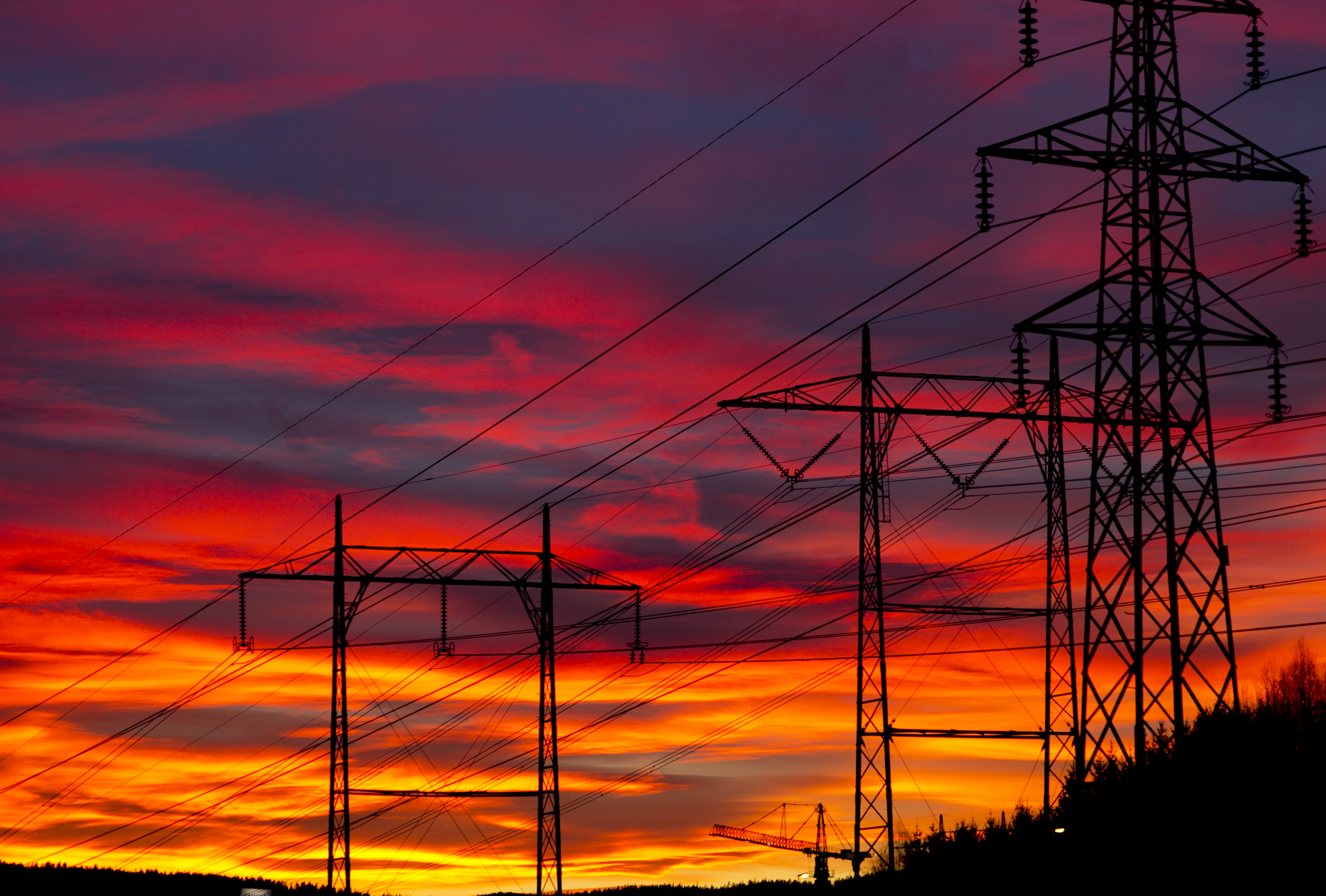 Wallpaper, afterglow, electricity, red sky at morning, overhead power line, cloud, transmission tower, sunset, electrical supply, dusk, sunrise, dawn, horizon, atmosphere of earth, evening, energy, public utility, meteorological phenomenon, calm