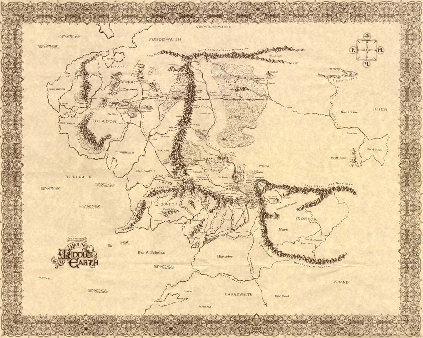 Download Middle Earth Whole Map Wallpaper