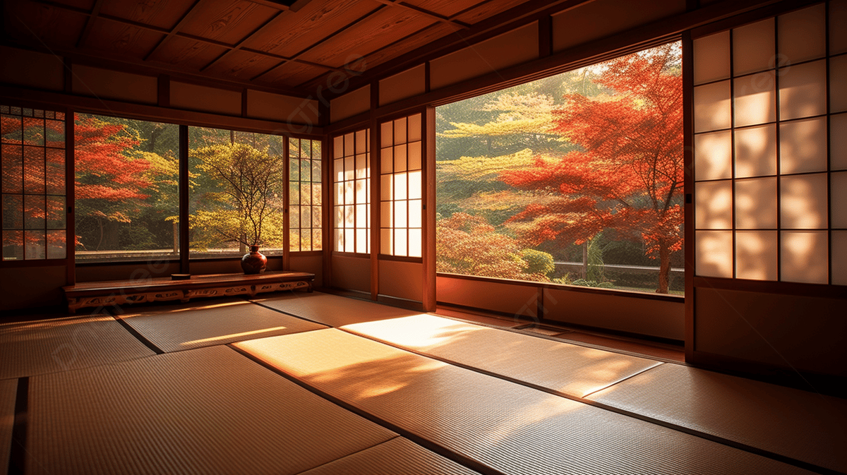 Japanese Room With Windows And Rug With The Sun Shining Through Them Background, Bright Room, HD Photography Photo, Building Background Image And Wallpaper for Free Download