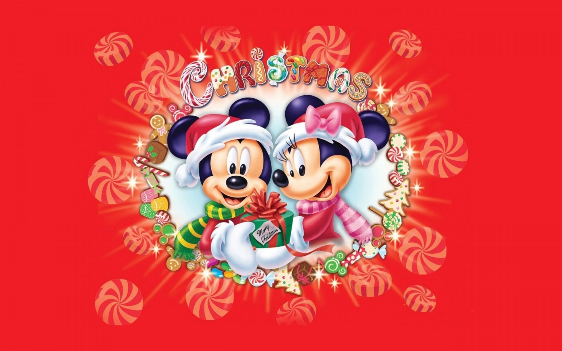 HD desktop wallpaper: Christmas, Holiday, Sweets, Disney, Mickey Mouse, Minnie Mouse download free picture