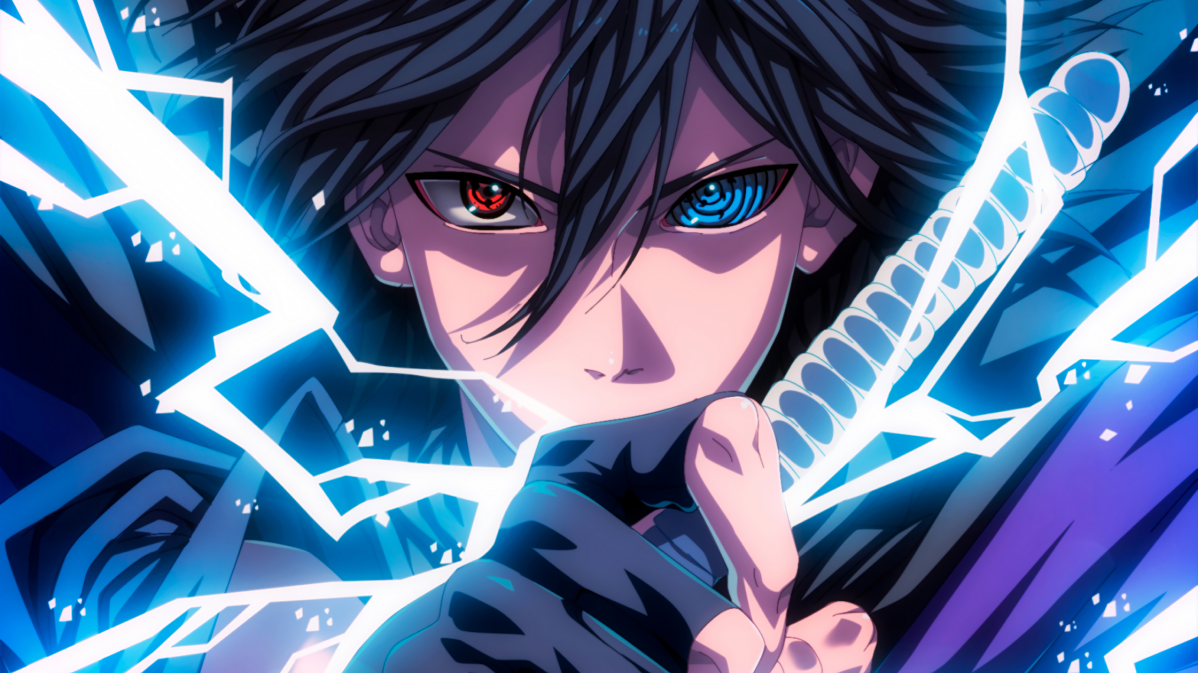 Sasuke Sharingan Rinnegan Eyes Lightning 4K Wallpaper for PC