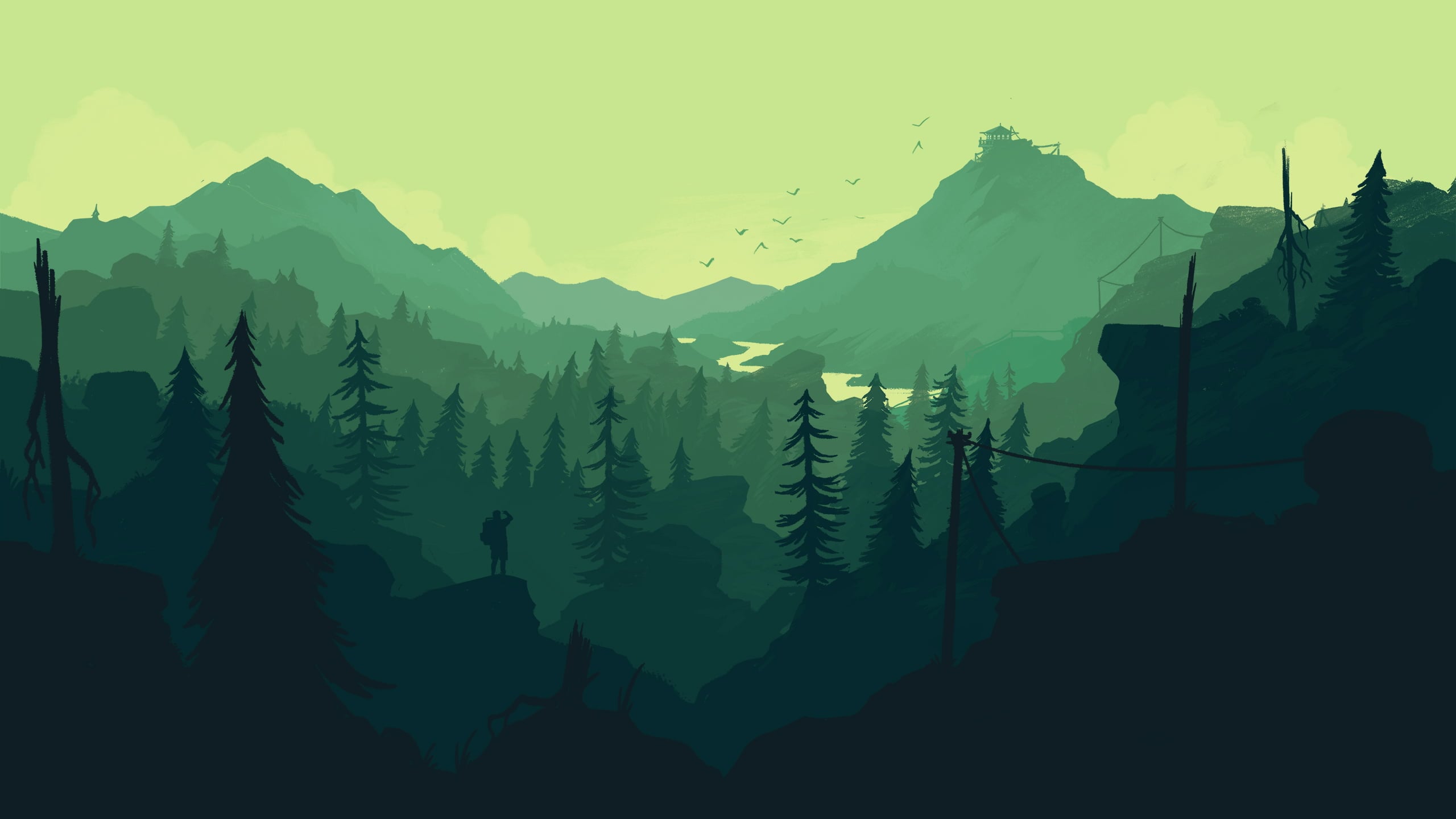 2560*1440) Green forest