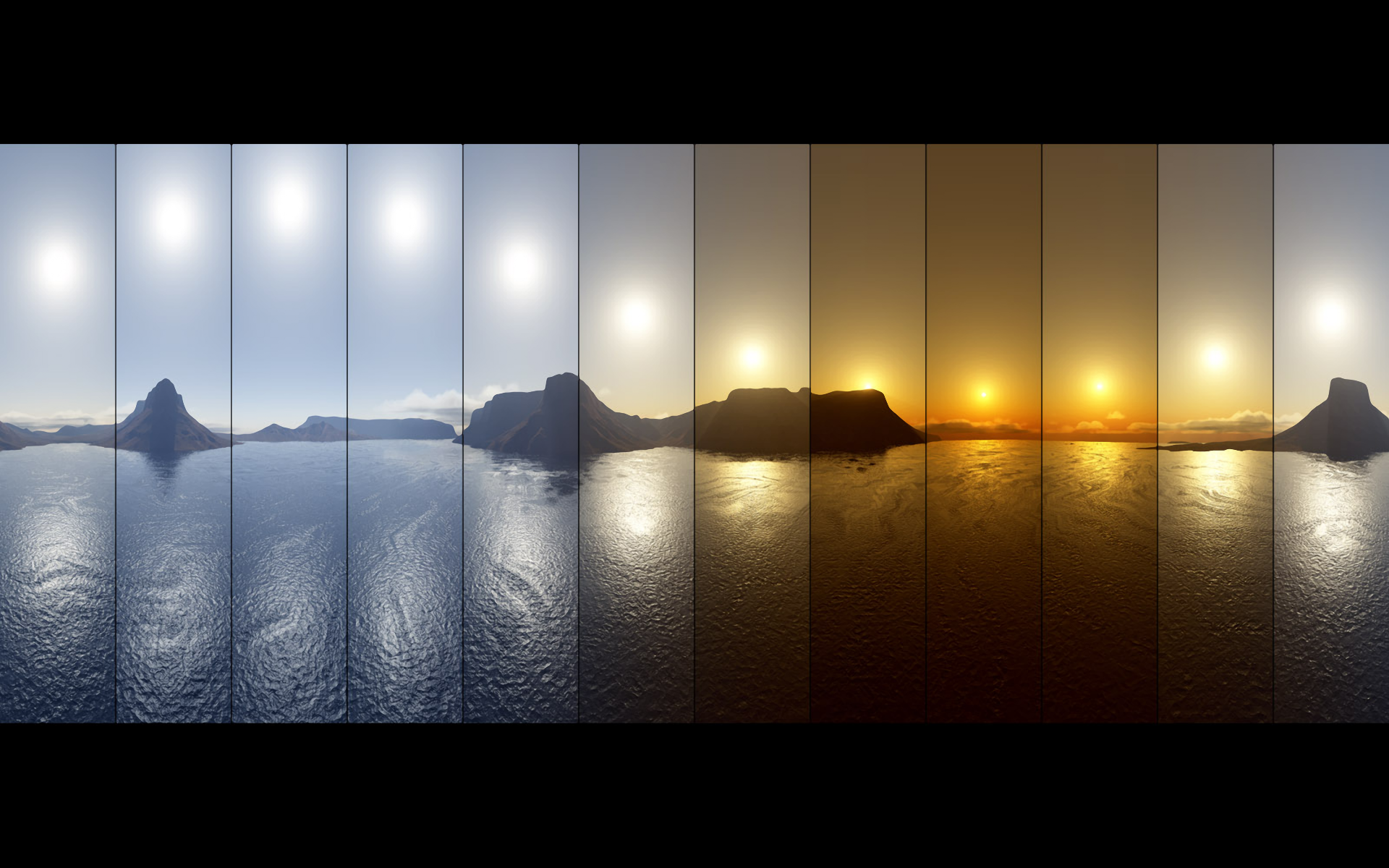 Wallpaper, sunset, digital art, Sun, sea, collage, nature 1920x1200