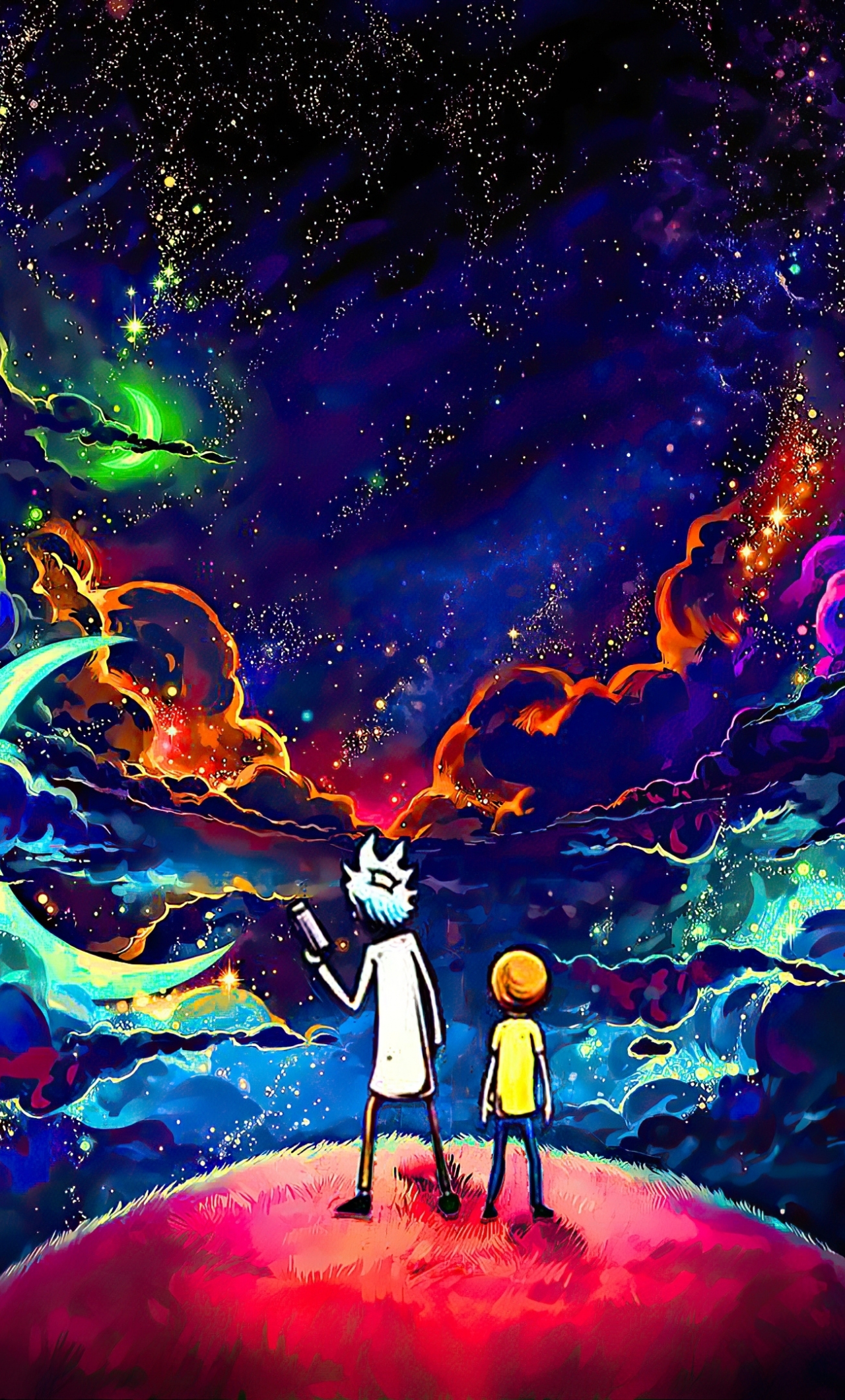 Download Wallpaper 1280x2120 Rick And Morty, Orange Dark Space, Art, Iphone 6 Plus, 1280x2120 HD Background, 25739