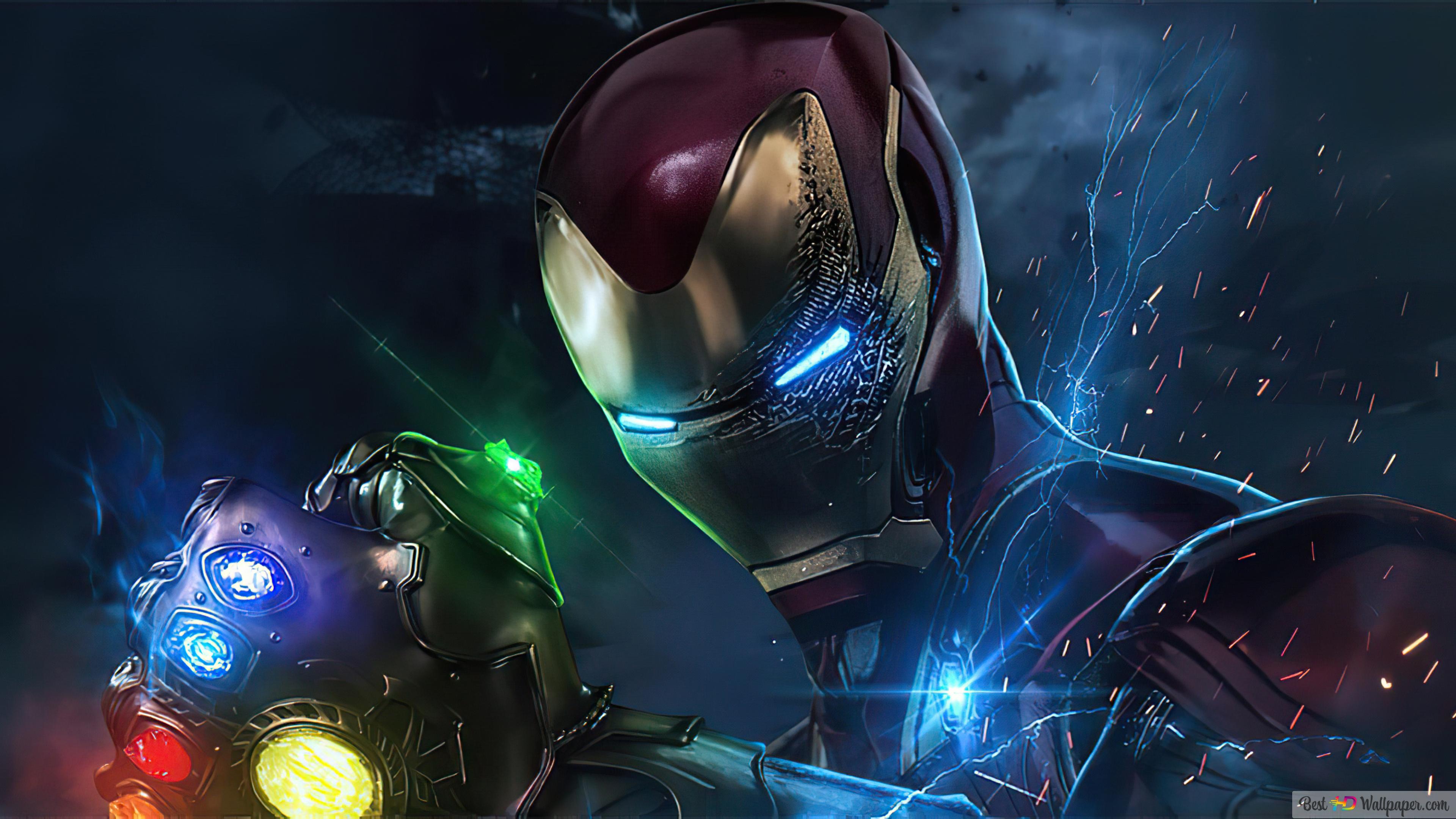 Iron Man Holding Infinity Stones 4K wallpaper download