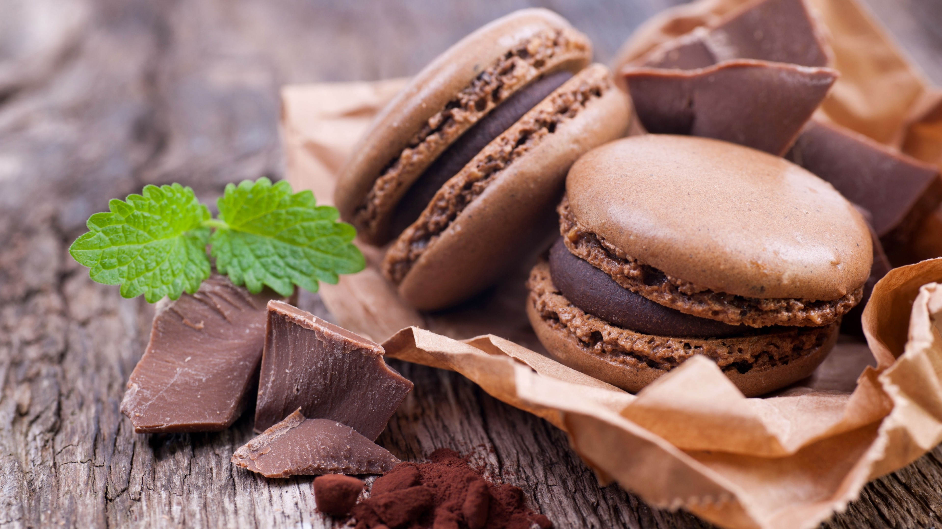 Wallpaper makarons, dessert, baking, , chocolate, cocoa, mint, Food