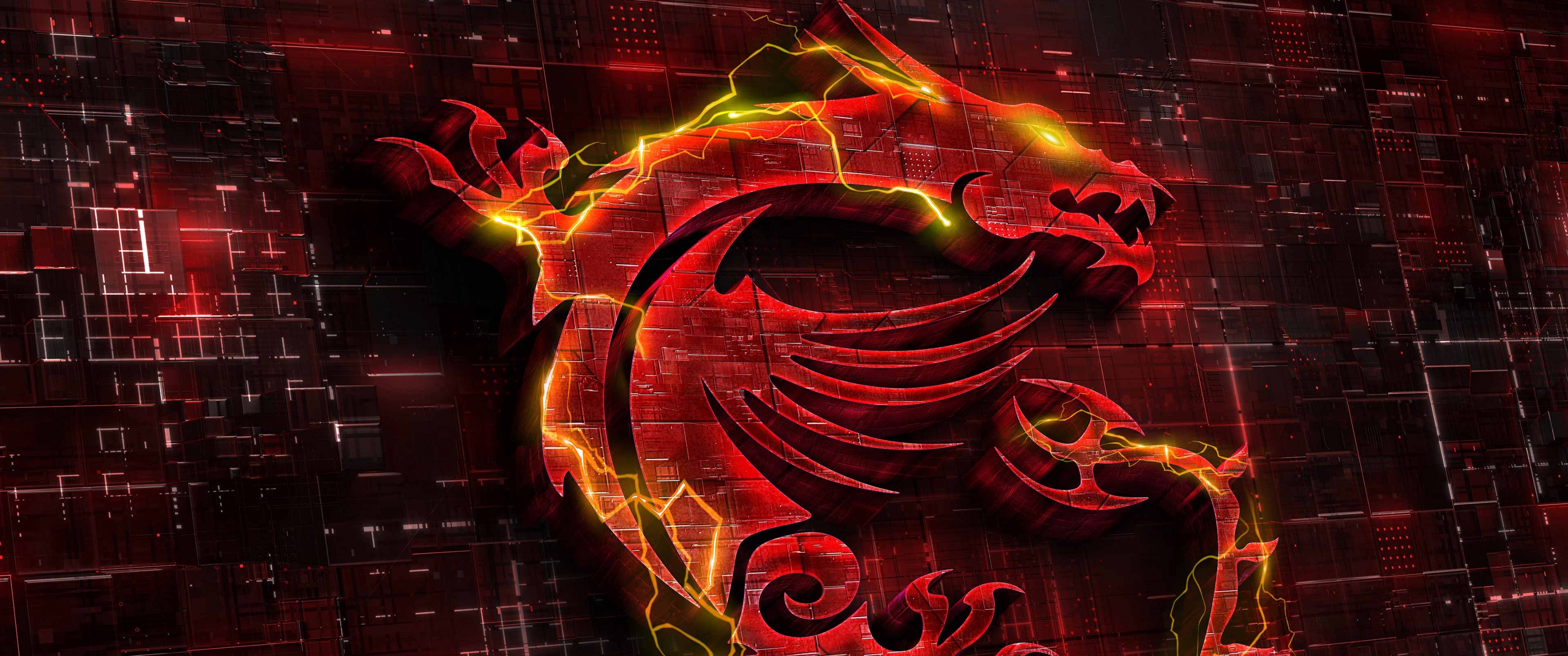 MSI Gaming Wallpaper 4K, Dragon, Fire, Red background