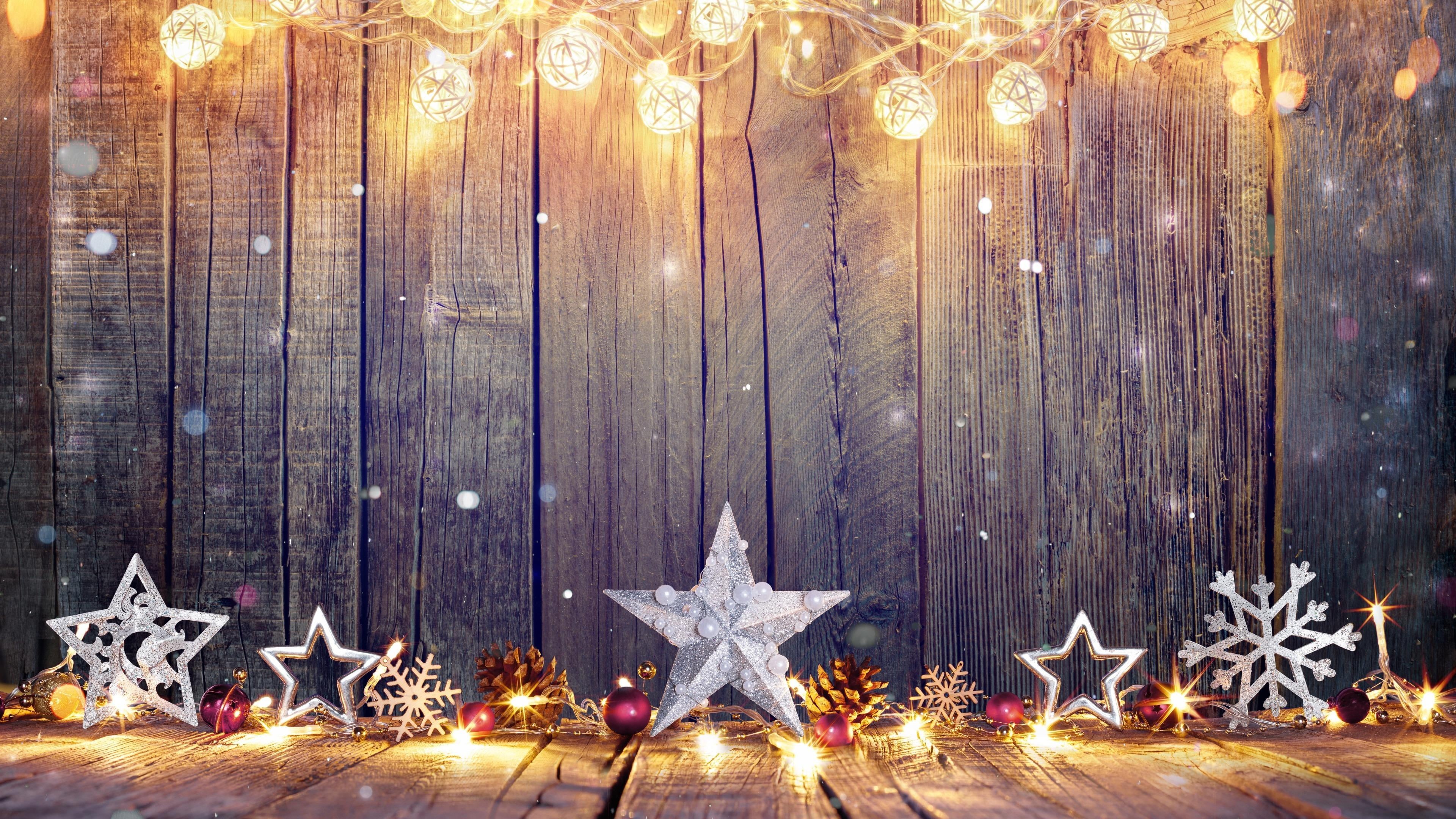 Wallpaper / christmas tree, star shape, christmas, christmas ornament, decoration, hanging, 4K, shape, wood, xmas, christmas lights, celebration, holiday free download