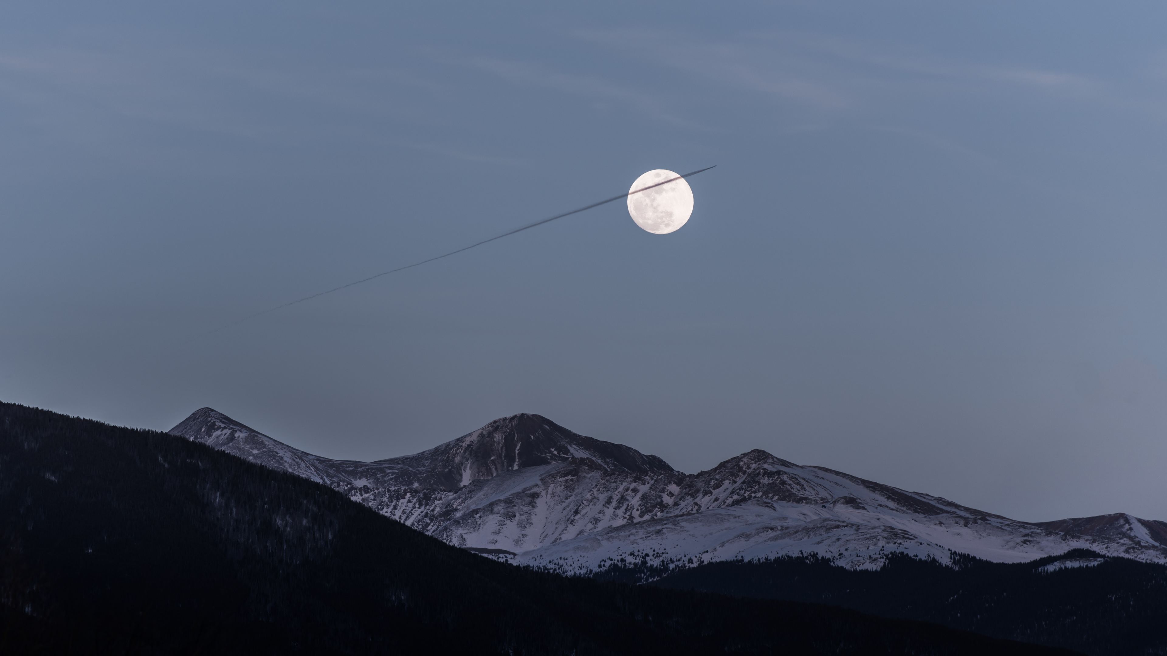 Wallpaper 4k Moon Over Snowy Mountains 4k Wallpaper
