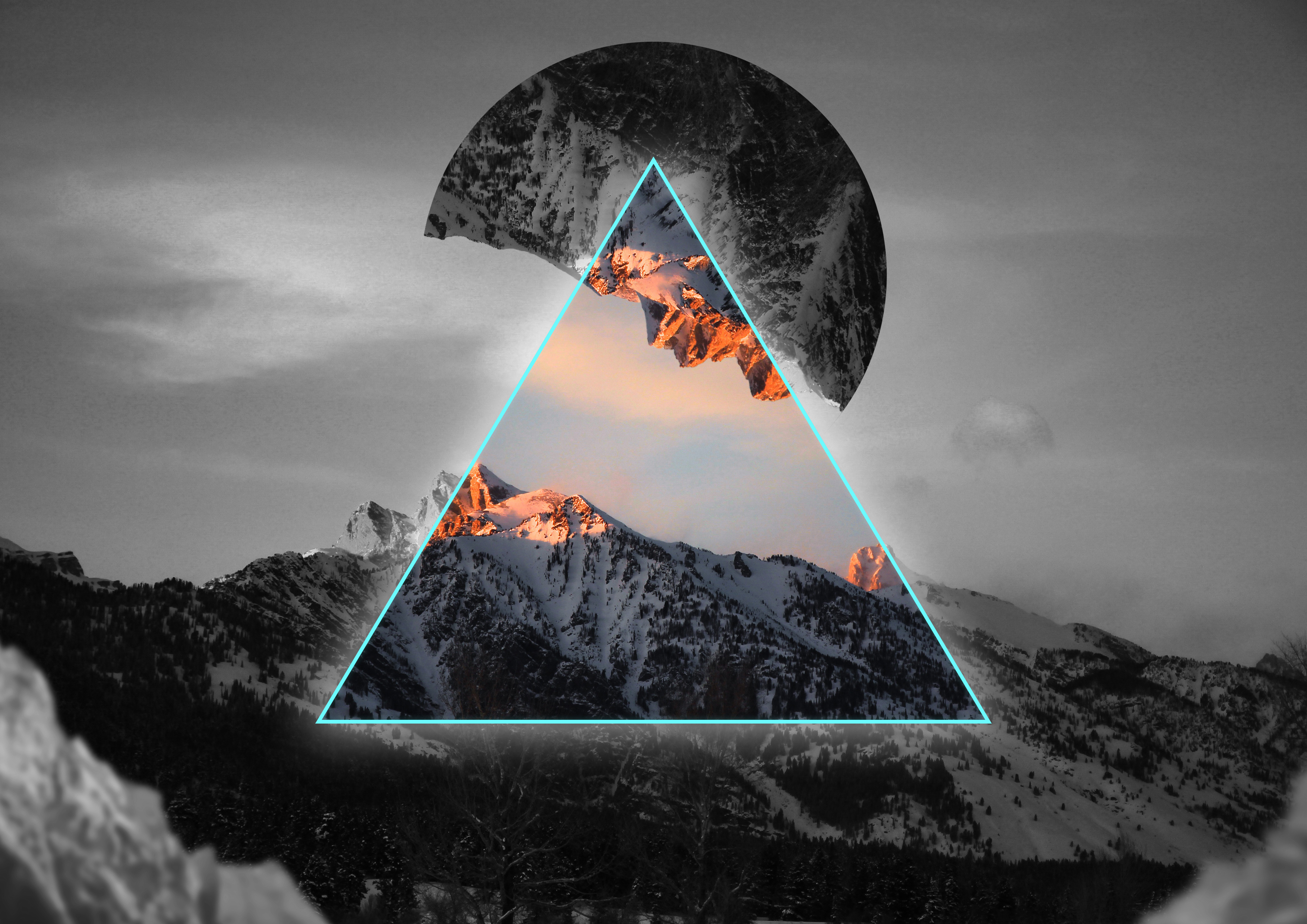 Triangle, Mountains, Evening, Geometric, 4K Gallery HD Wallpaper