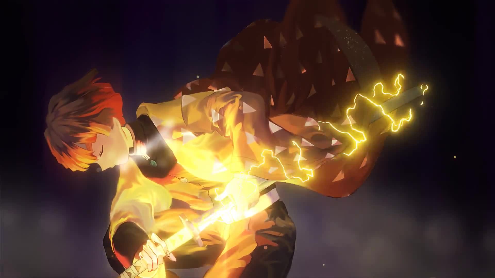 Zenitsu Thunder Breathing. Kimetsu No Yaiba. Demon Slayer 4K Theme Desktop Wallpaper