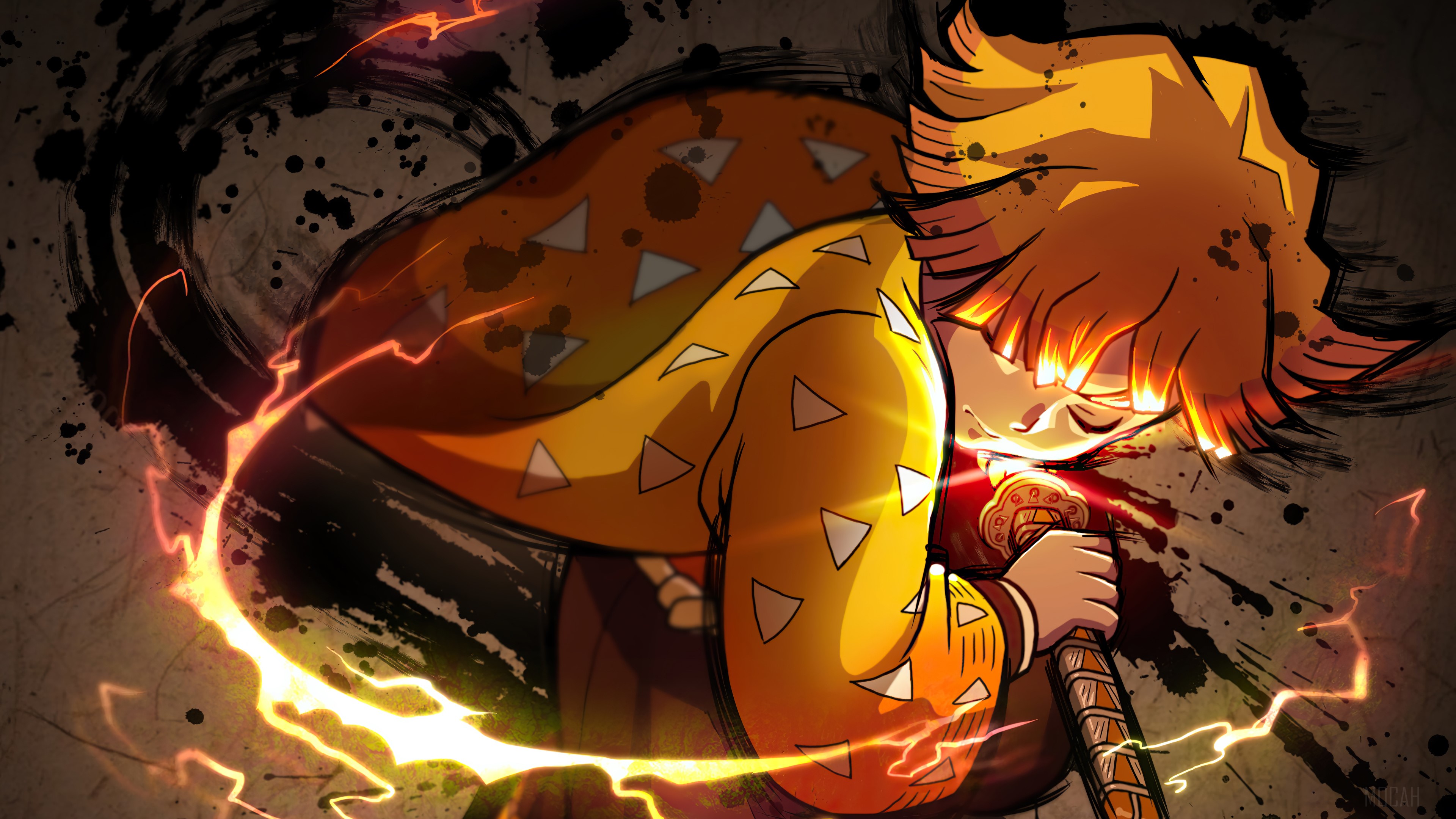 Demon Slayer Kimetsu no Yaiba, Anime, 鬼滅の刃, Zenitsu Agatsuma 4k Gallery HD Wallpaper