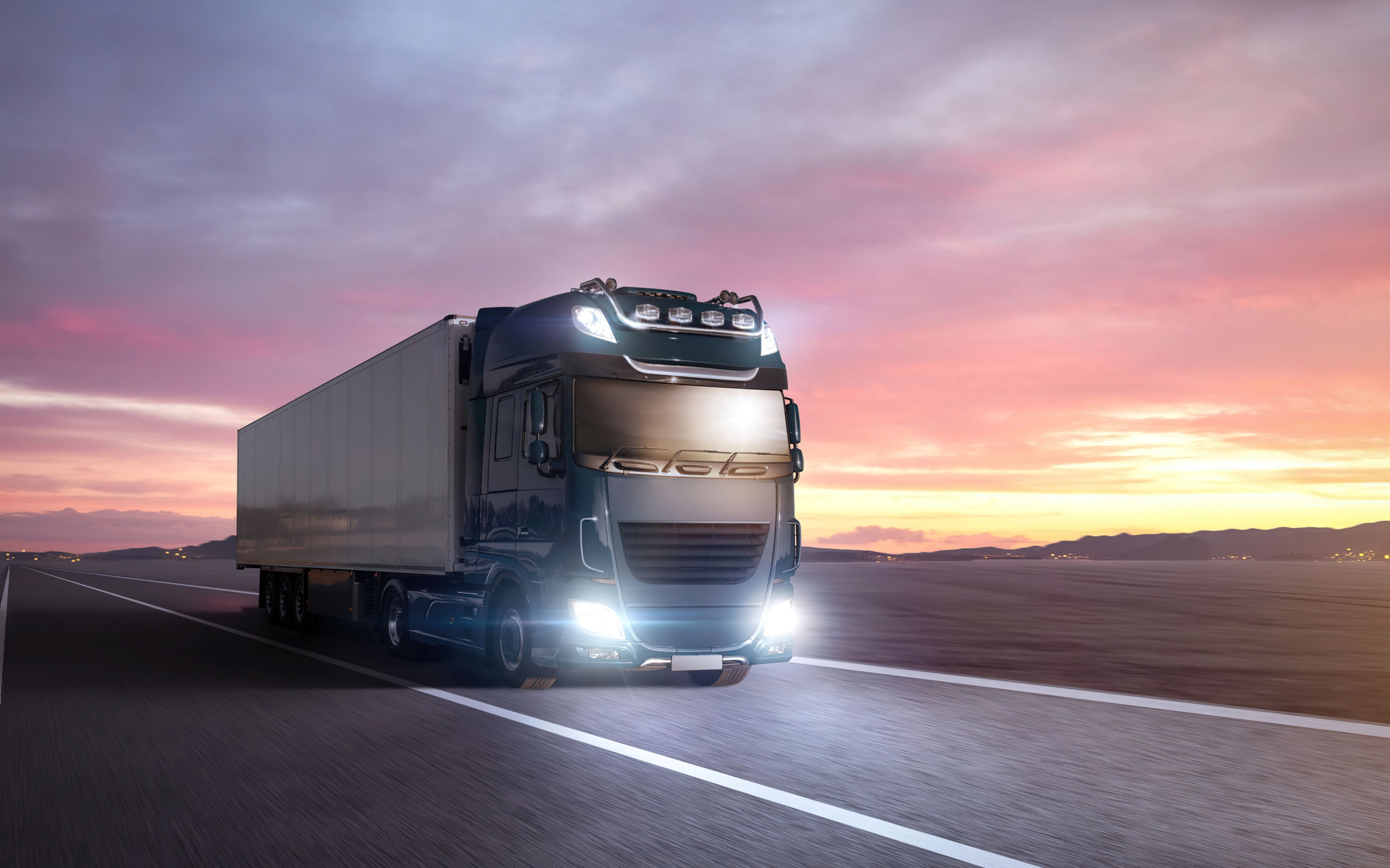 Truck Wallpaper 4K, Highway, Road, Electric trucks