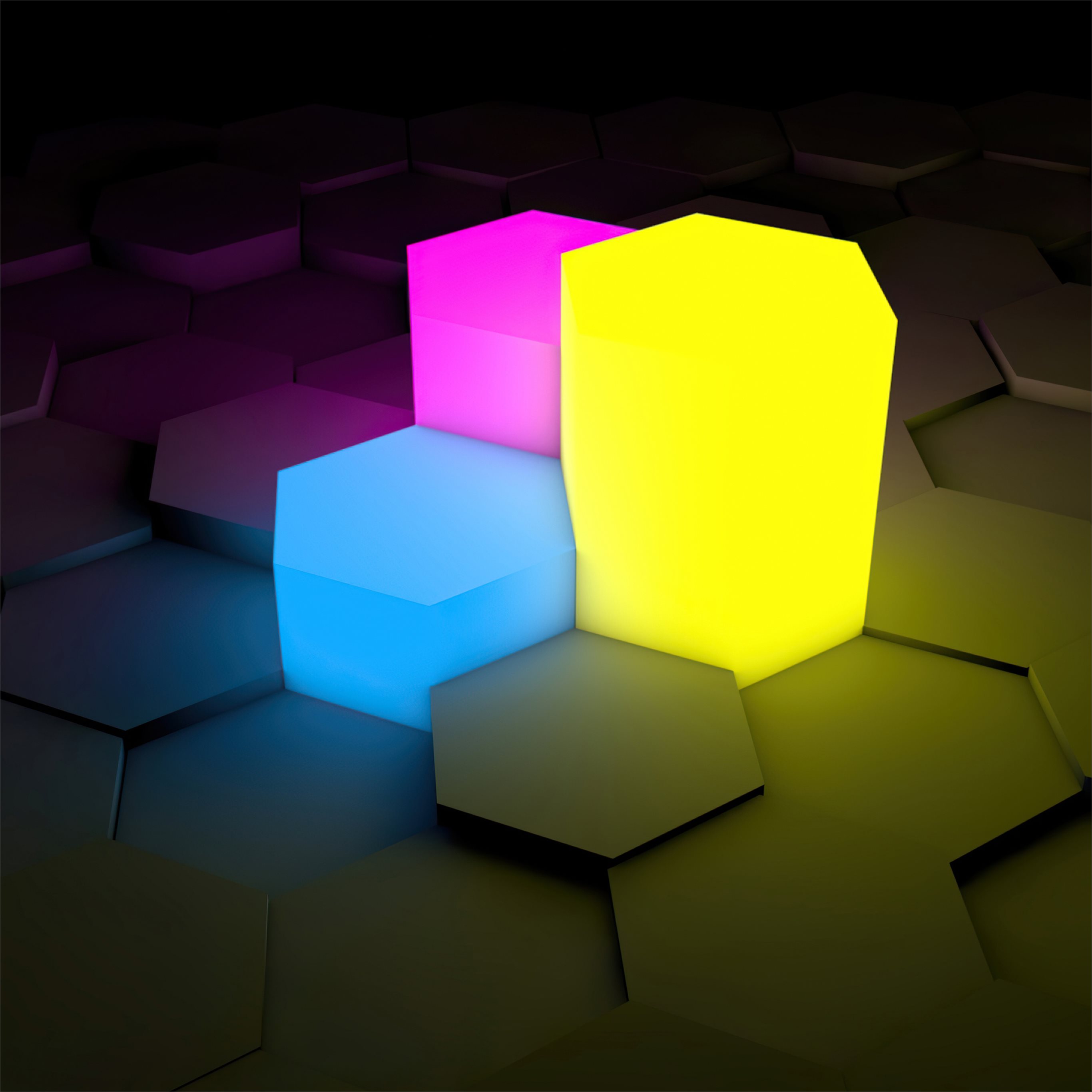neon glowing cubes 4k iPad Air Wallpaper Free Download