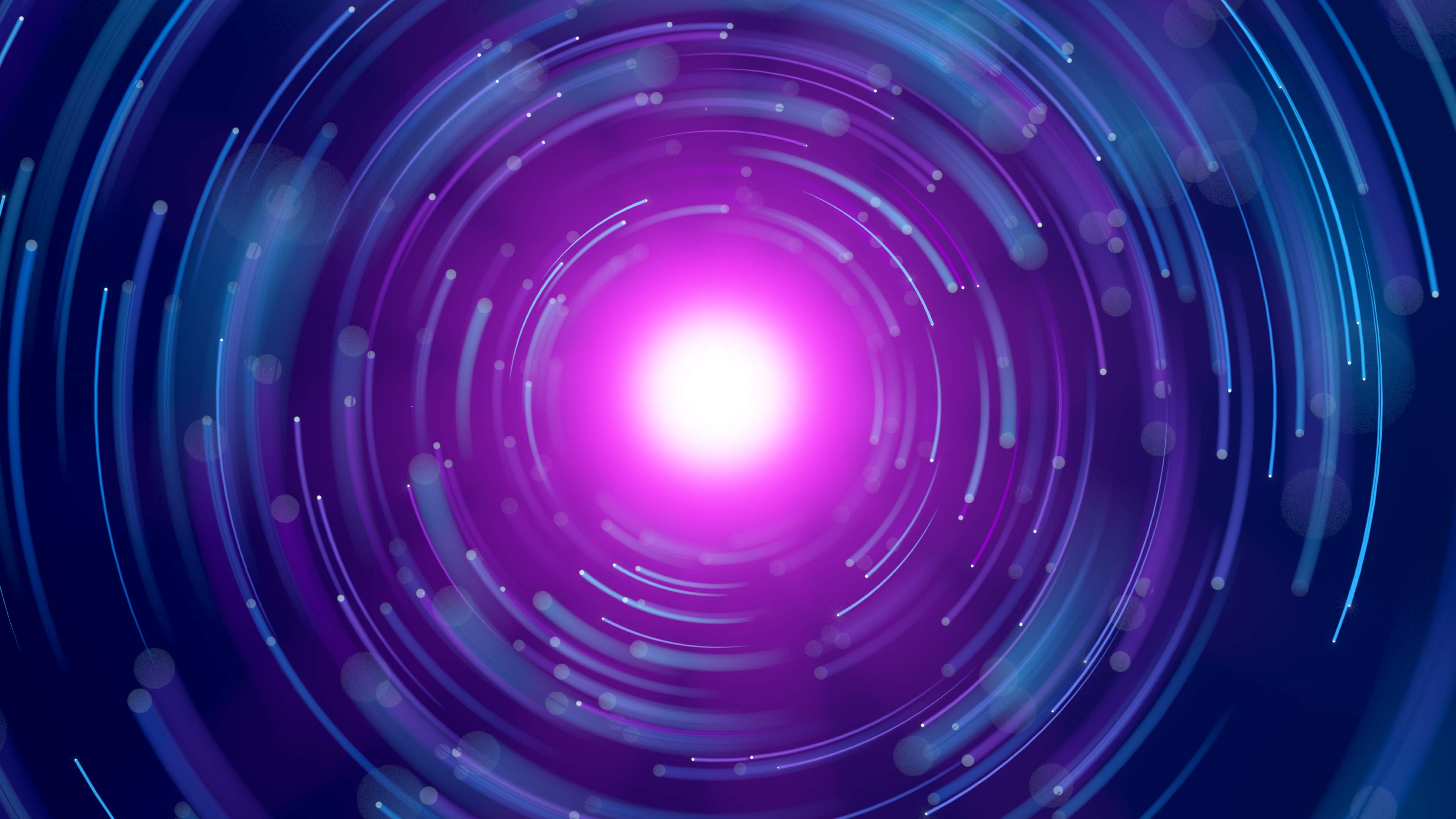 Spiral Wallpaper 4K, Glowing, Purple, Circles, Blue