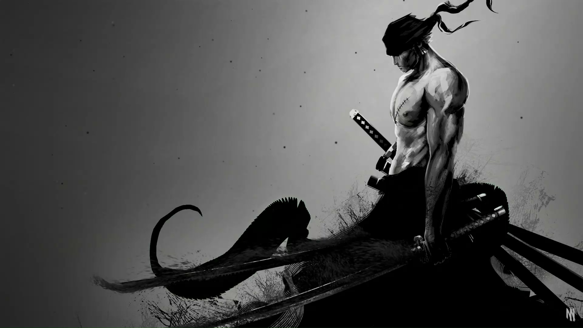 Zoro One Piece Black White Live Wallpaper