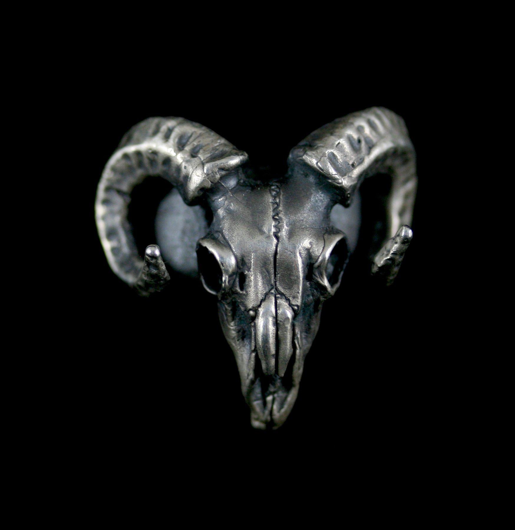 Sterling Silver Ram Skull Ring