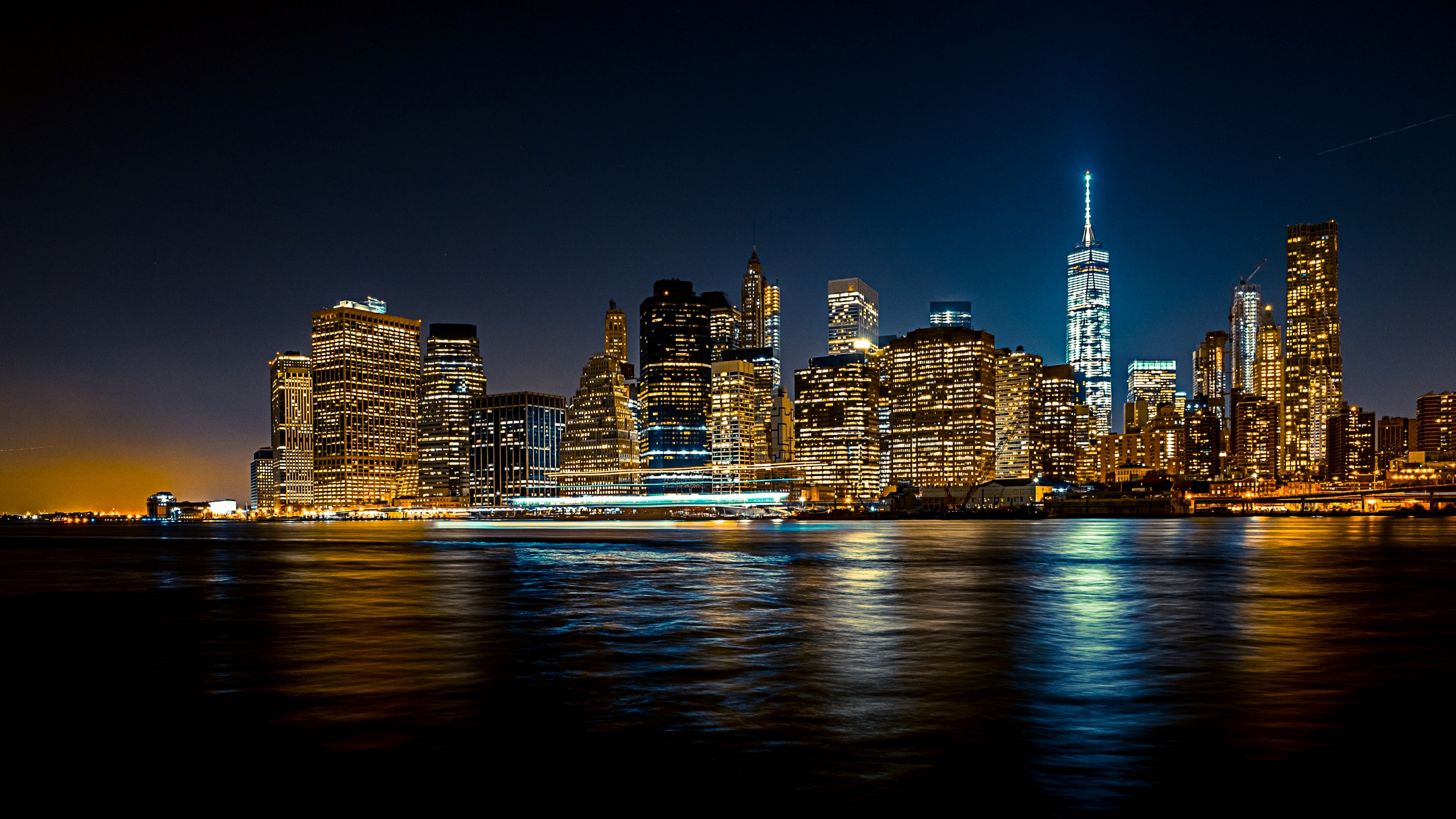 Wallpaper / new york night light and bay HD 4k wallpaper free download